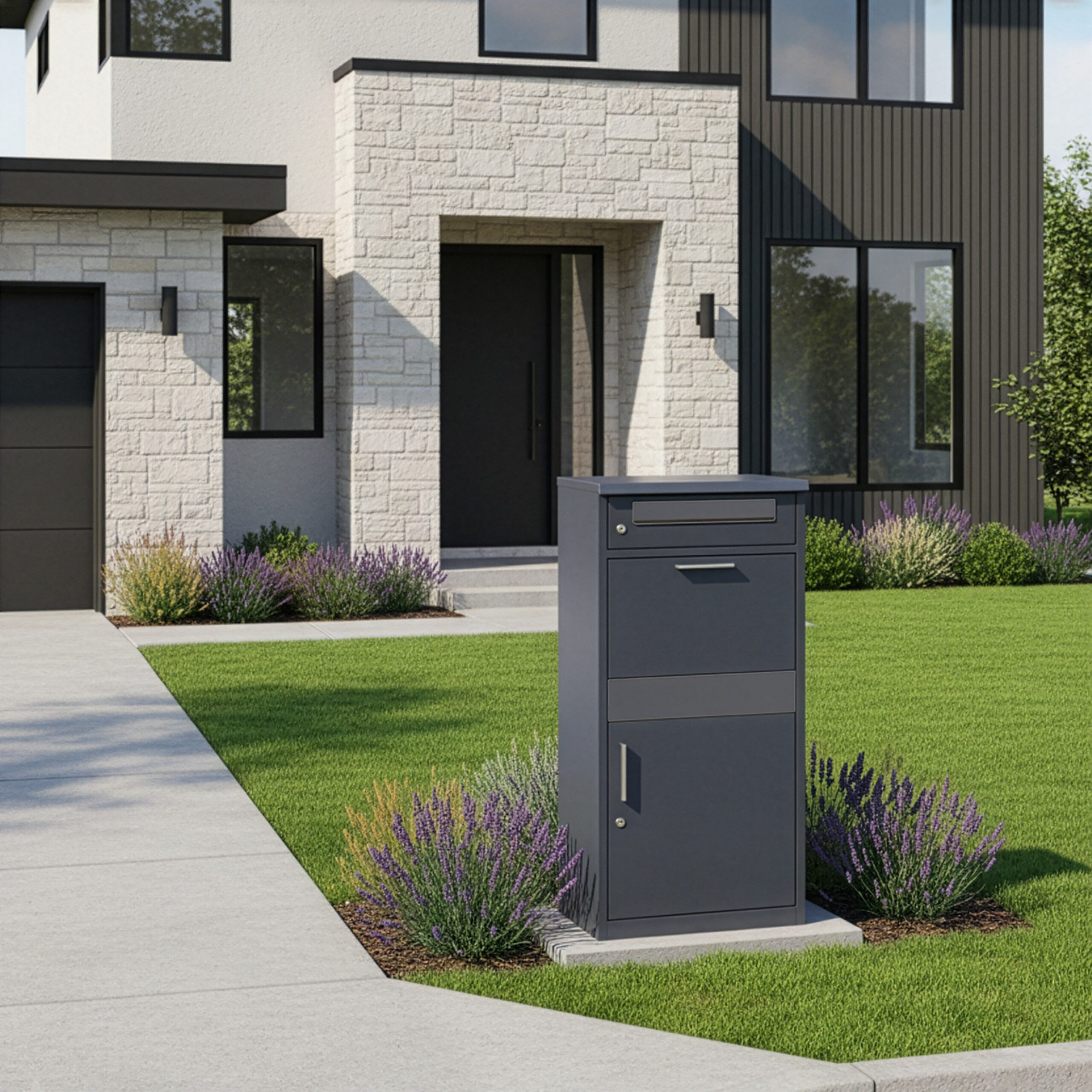 relaxdays Briefkasten mit Paketfach (1-St), Dunkelgrau günstig online kaufen