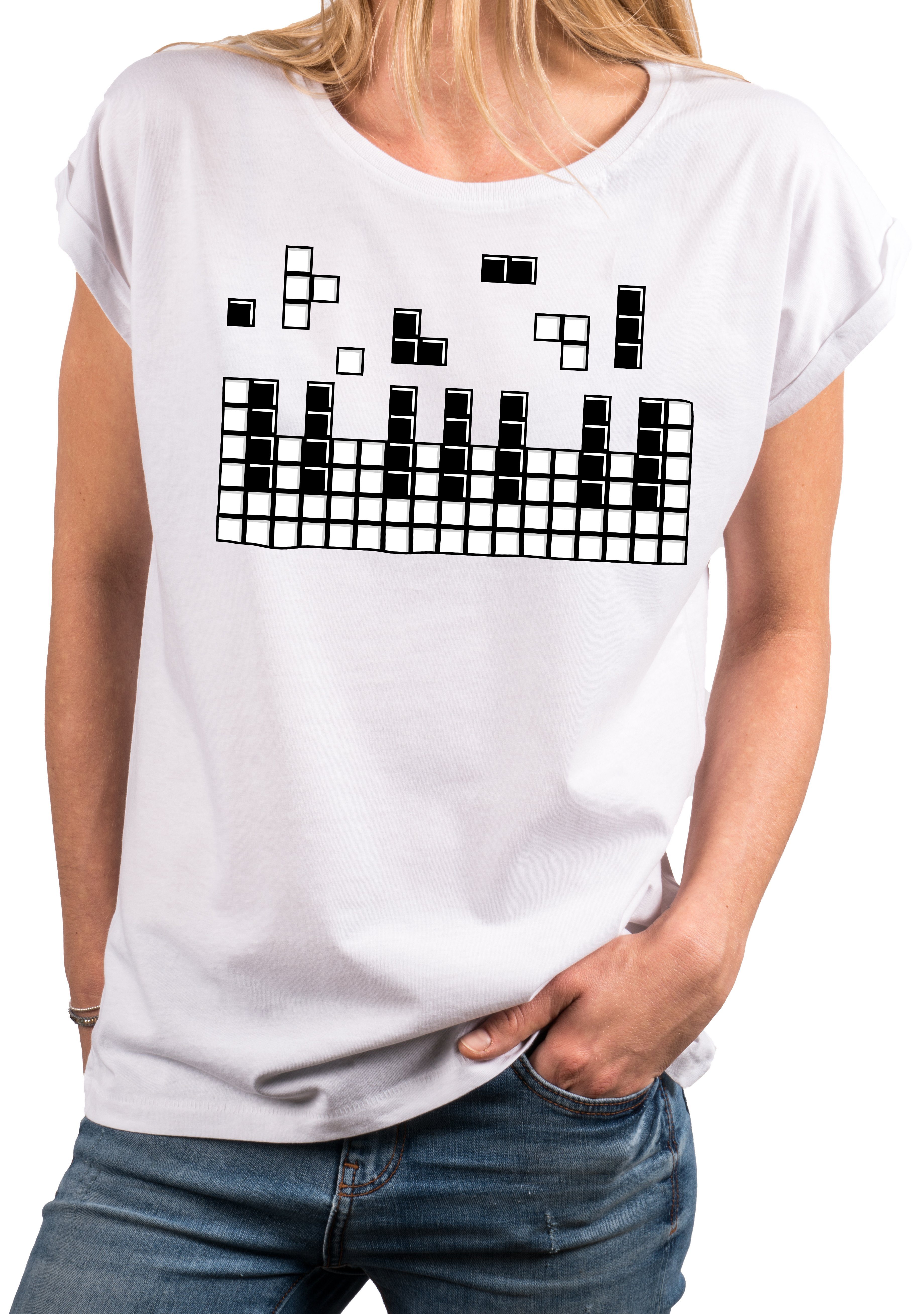 MAKAYA Print-Shirt Damen Kurzarm Top Piano Klavier Motiv Nerd Gamer Geschenke Frauen Tunika