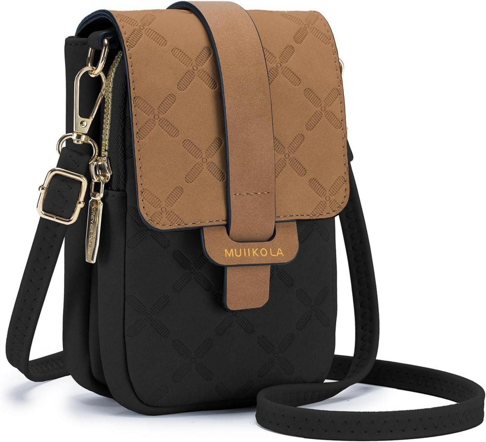 Handytasche Handytasche Damen Leder RFID Umhängetasche groß Schwarz braun