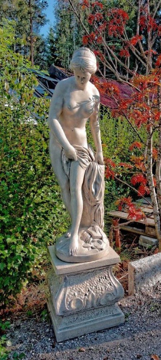 & Garten Jugendstil 163 Deko Grau Casa Accessoires Terrassen Padrino Garten Skulptur Gartendeko cm - Figur H. Sockel mit Deko - Skulptur