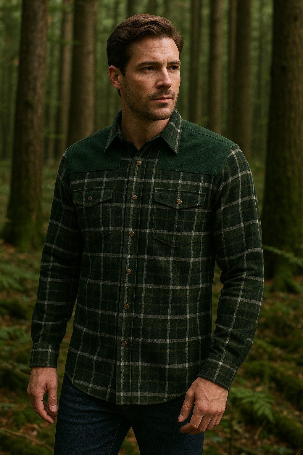 Tom Collins Karohemd Flanellhemd mit Besatz Jagdhemd Herren Jägerhemd langa günstig online kaufen