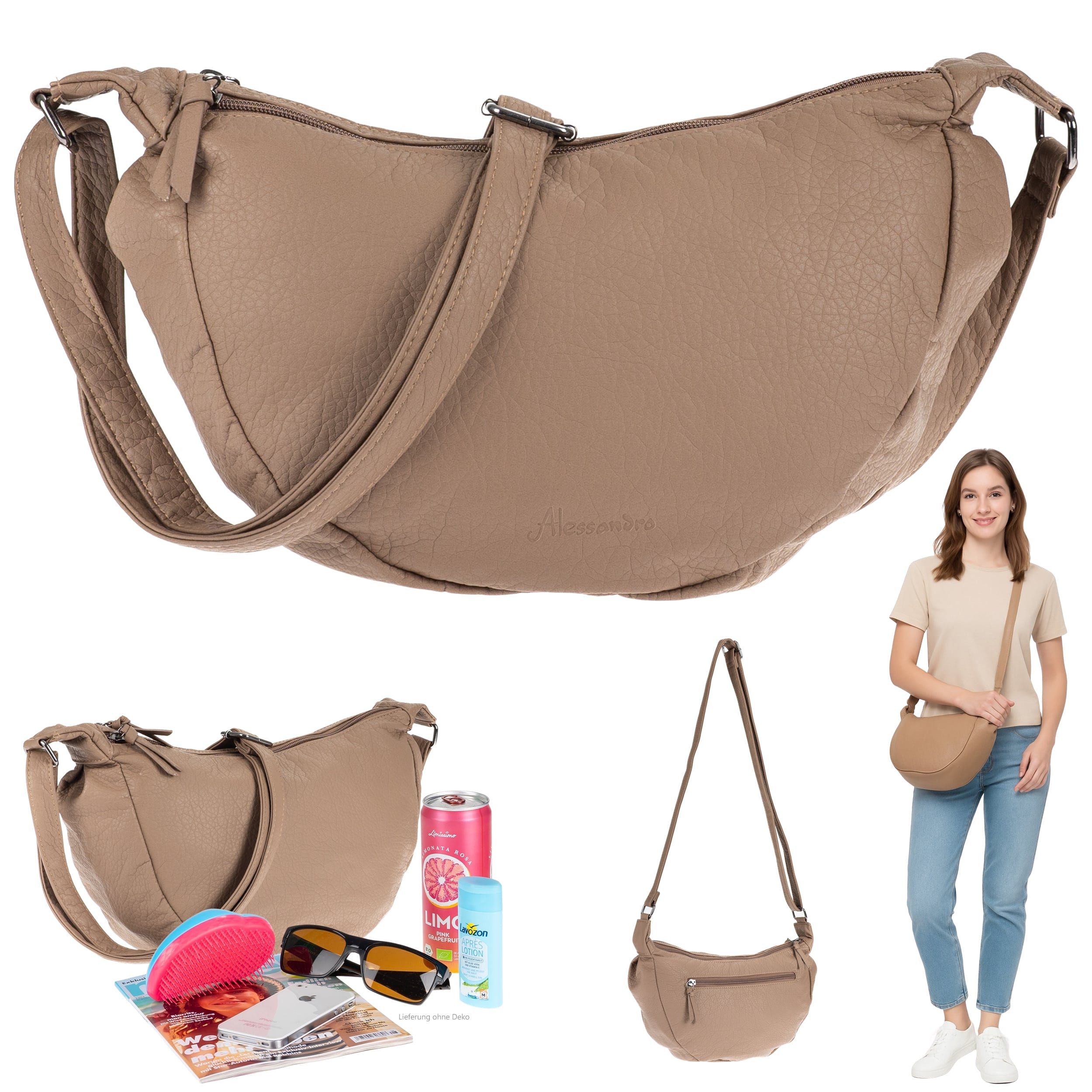 Handtasche Damen Schultertasche Halbmond Form Umhängetasche
