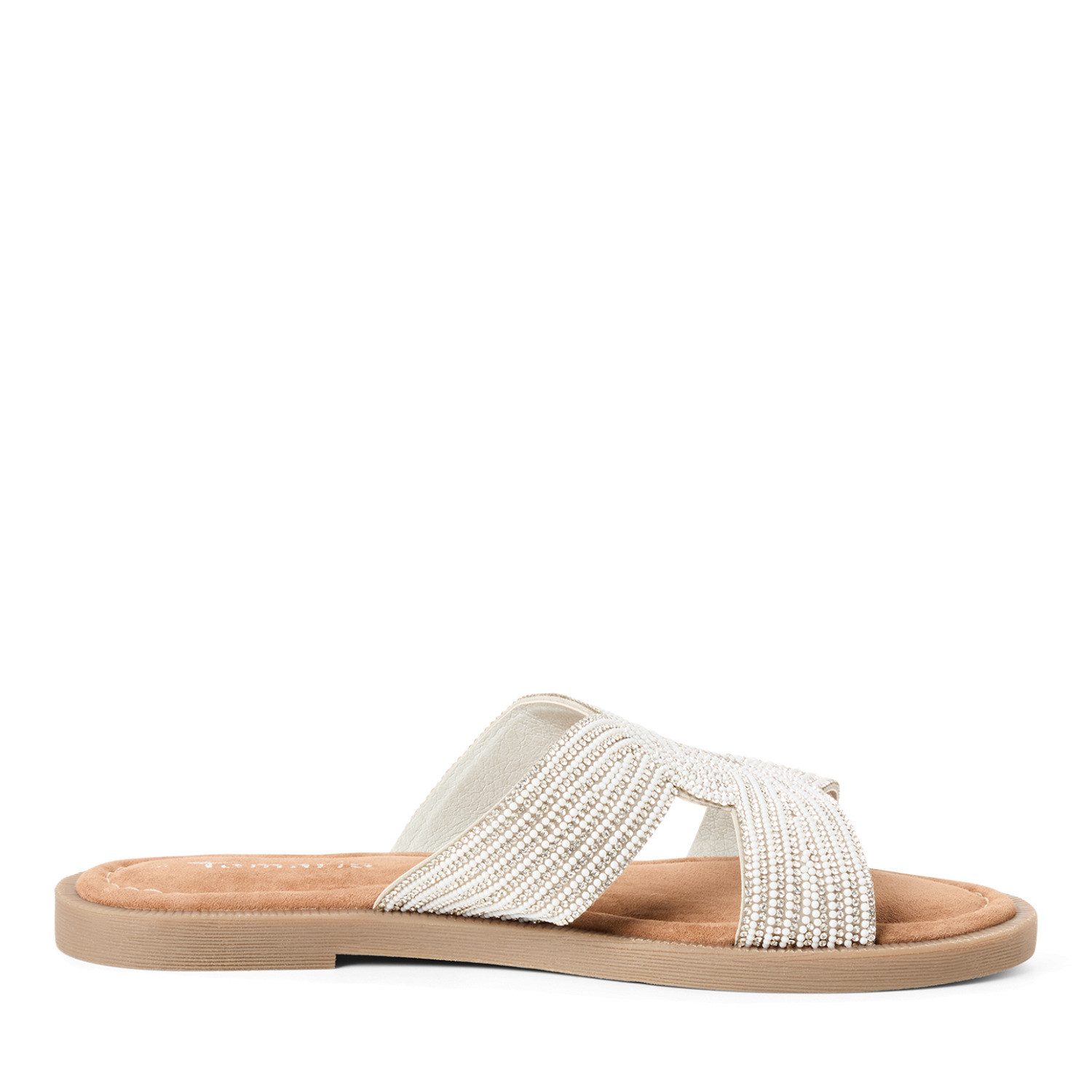 Tamaris Pantolette Sommerschuh, Schlupfschuh, Flats mit Schmucksteine