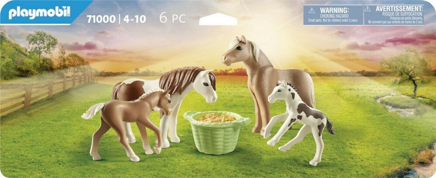 Playmobil® Country 2 Island Ponys mit Fohlen Konstruktions-Spielset, (2 Island Ponys mit Fohlen), Made in Europe