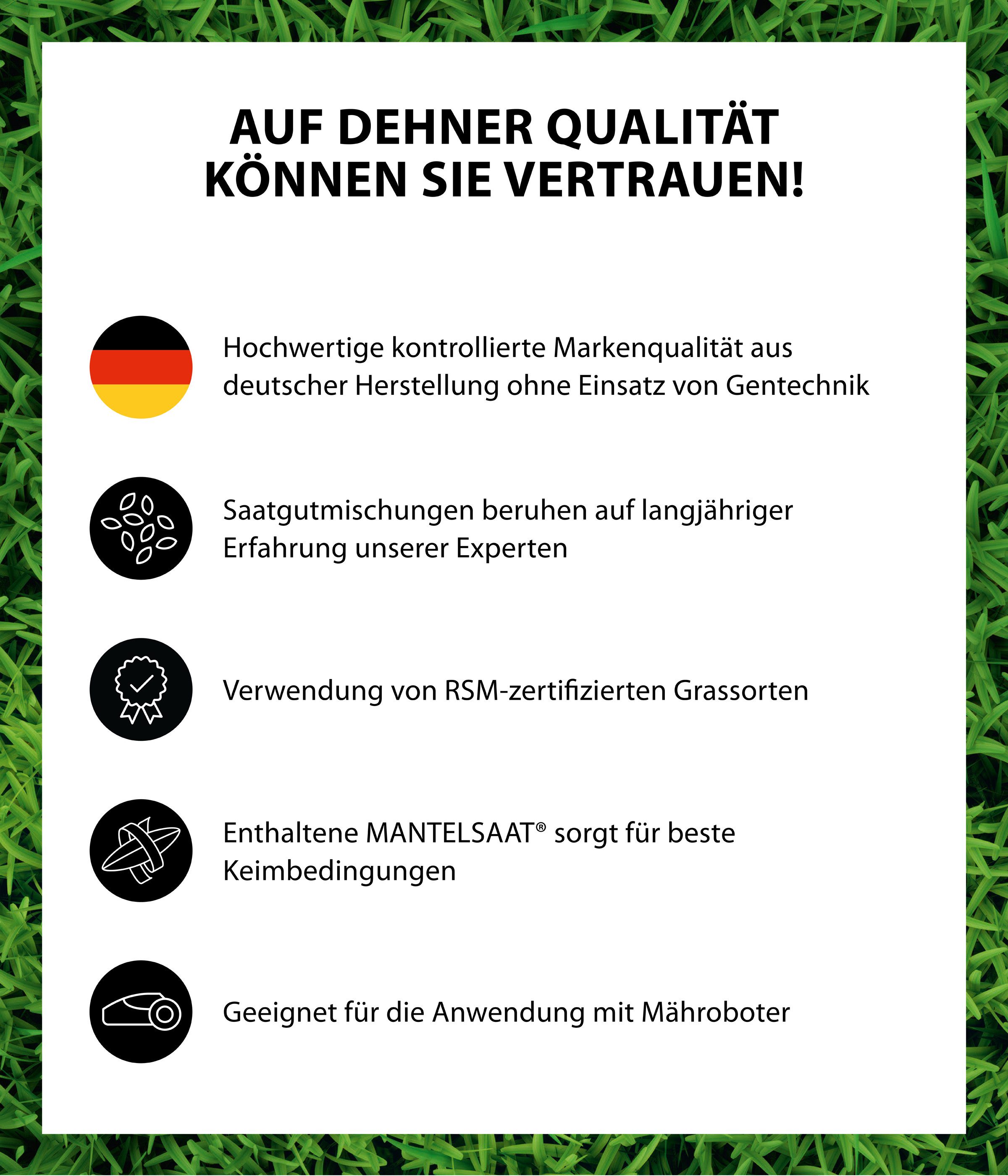 Dehner Rasensamen Rasen Verti-Kur Saatgut, mit Dünger & Substrat, zur Regeneration, mit Mantelsaat, pflegeleicht