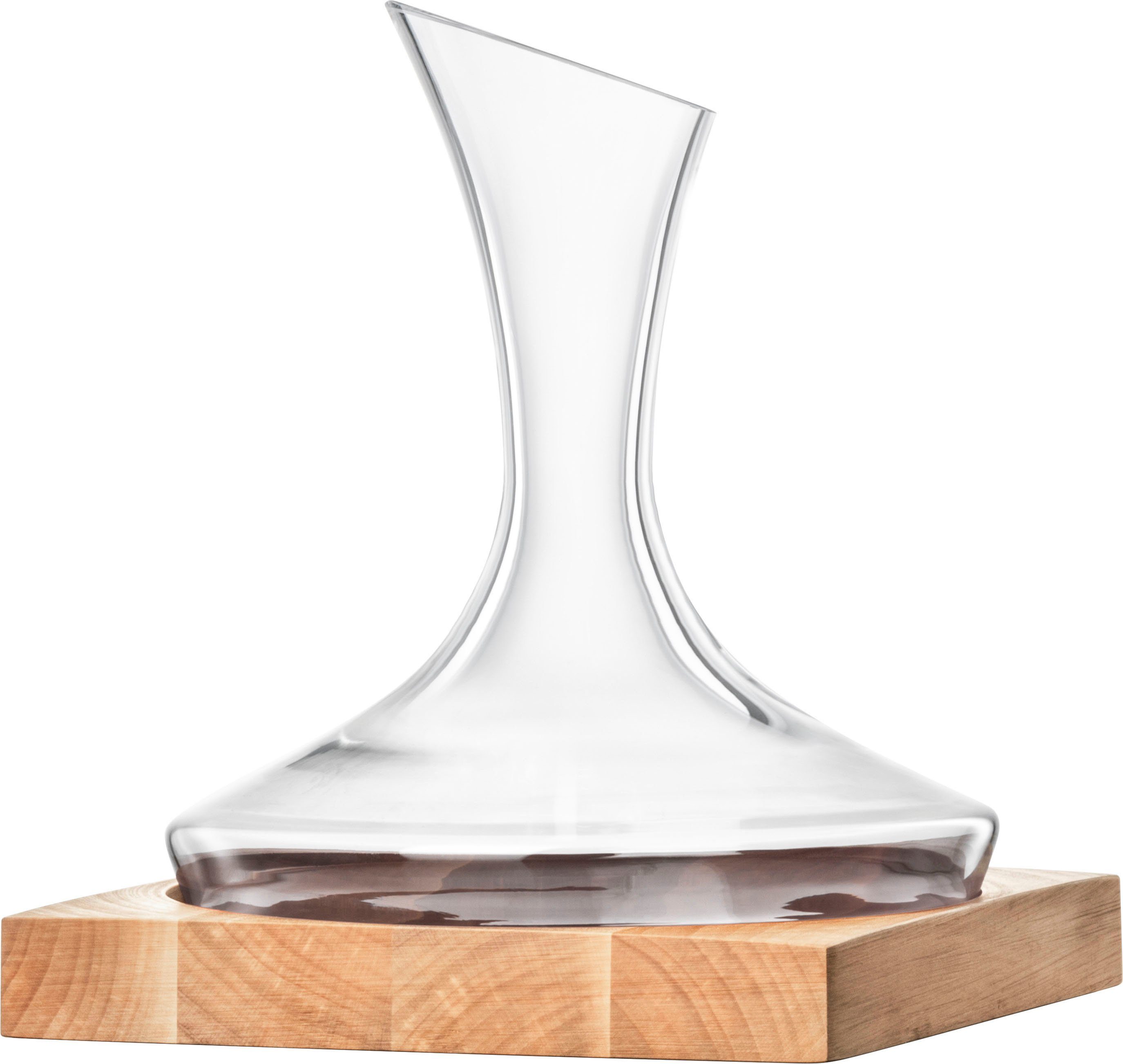 Eisch Germany Dekanter auf Holzsockel WOOD EDITION, (2-tlg), NO DROP EFFEKT für tropffreies Ausgießen, Kristallgals, 750 ml