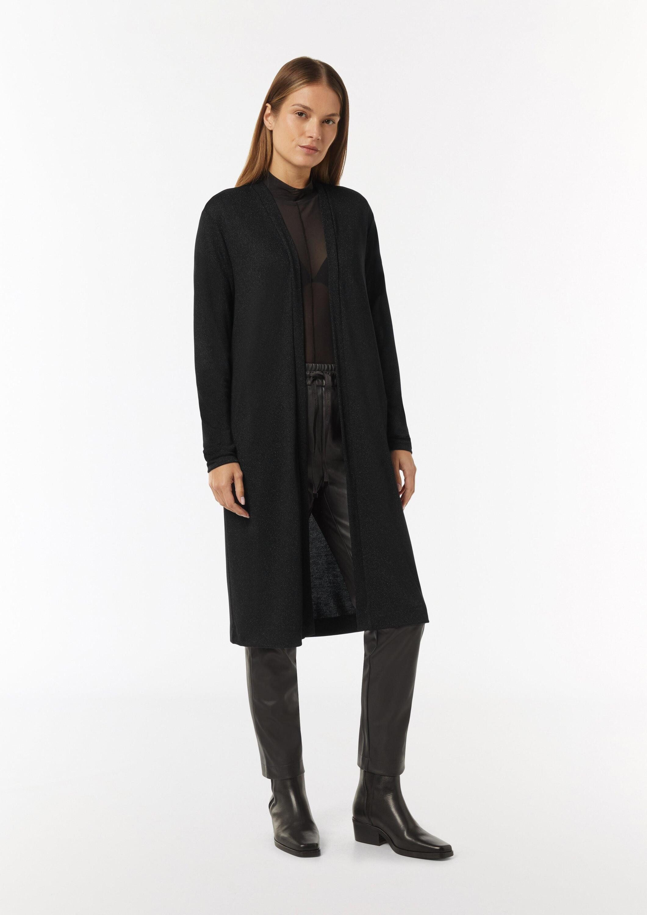 comma Cardigan T-Shirt Langer Jersey-Cardigan mit Metallic-Effekt