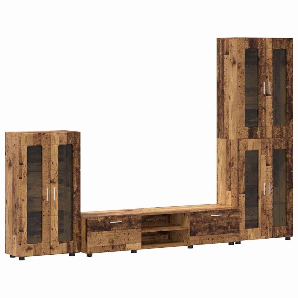 vidaXL Wohnzimmer-Set TV-Schrankset mit Schubladen FLORIN 3 pcs Altholz Holzwerkstoff, (3-St)