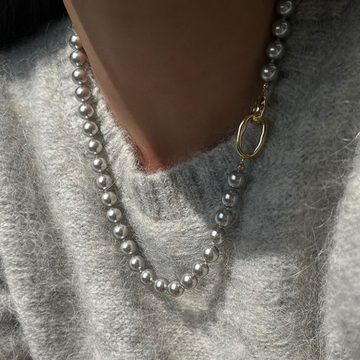 DTC GmbH Perlenkette Silberne graue Perlenkette (Finde noch heute Dein perfektes Schmuckstück!, 1-tlg)