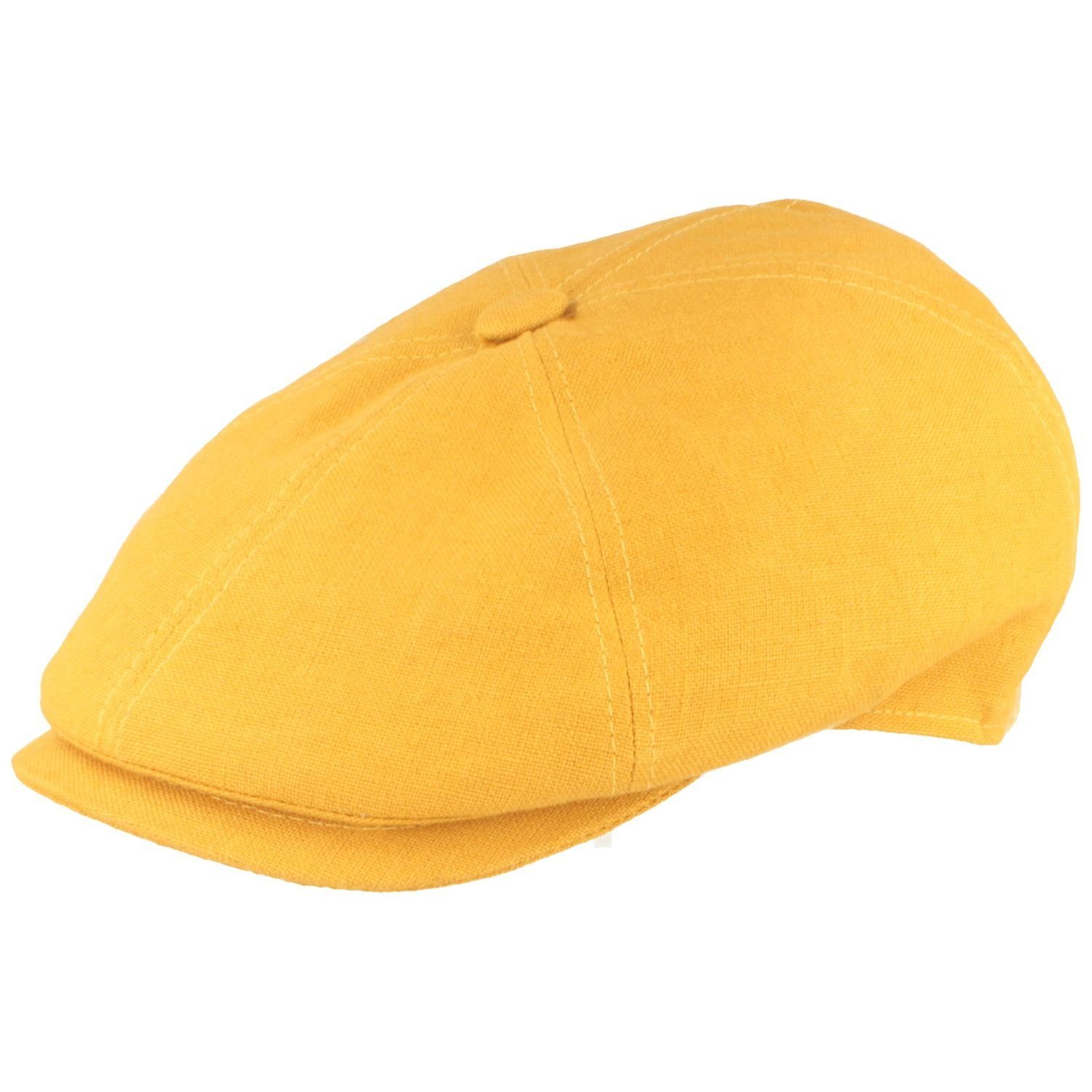 Breiter Schiebermütze 6-teilige Flatcap 100% Organic Leinen gelb