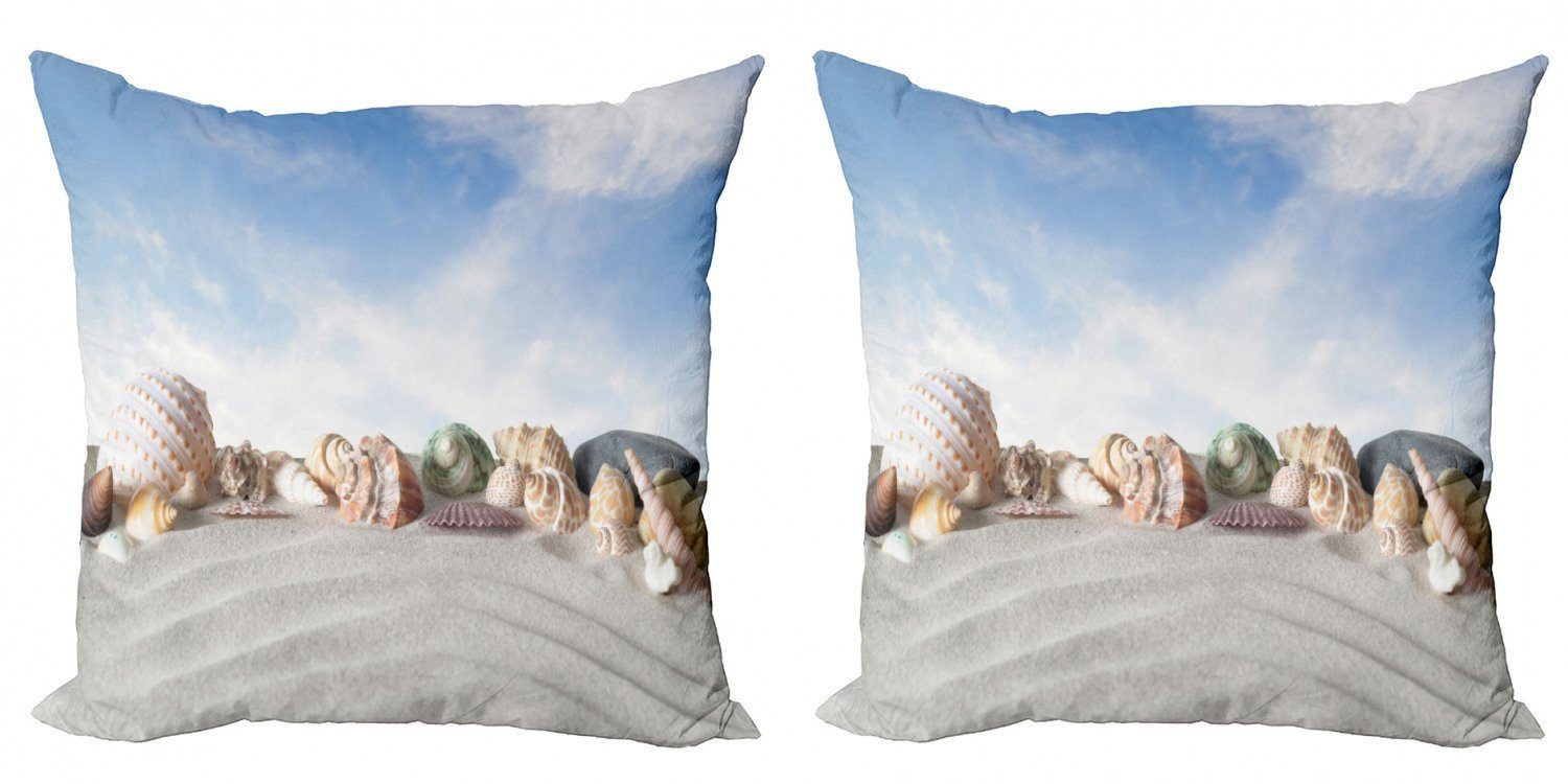 Sand Hill Accent Abakuhaus Digitaldruck, Stück), Doppelseitiger Modern Schale auf Muscheln Kissenbezüge (2 Sky