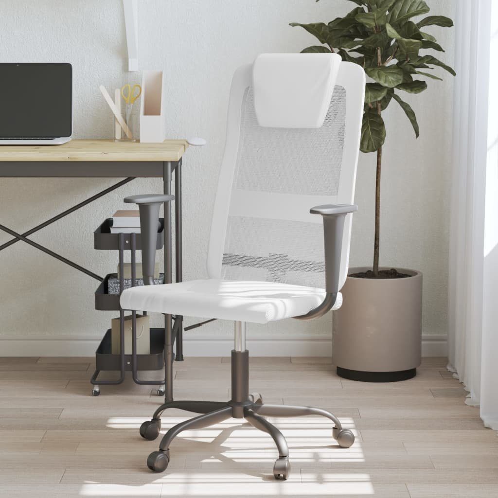 Bürostuhl Kunstleder Höhenverstellbar Netzstoff Weiß und furnicato