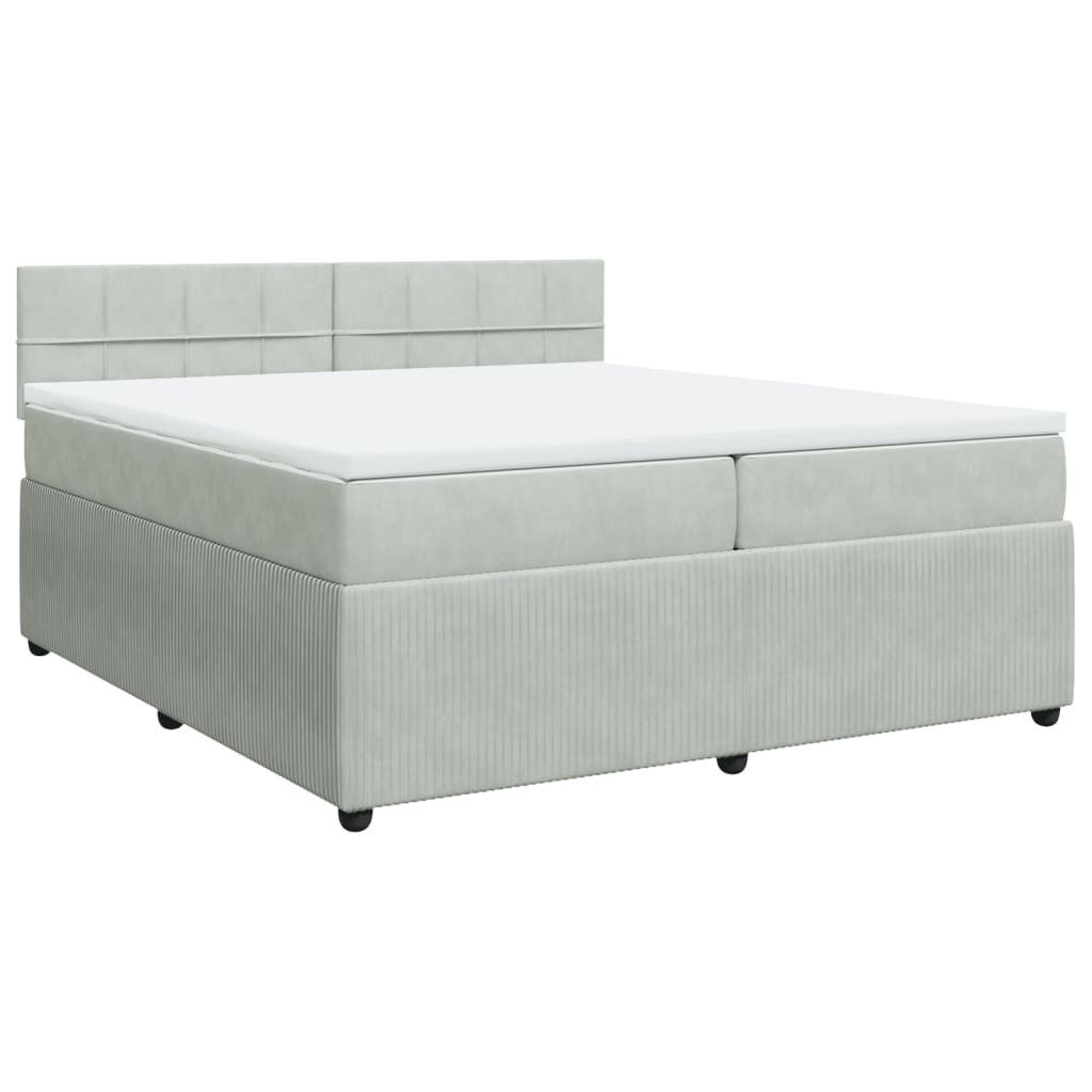 Bett Boxspringbett mit Matratze Hellgrau 200x200 cm Samt