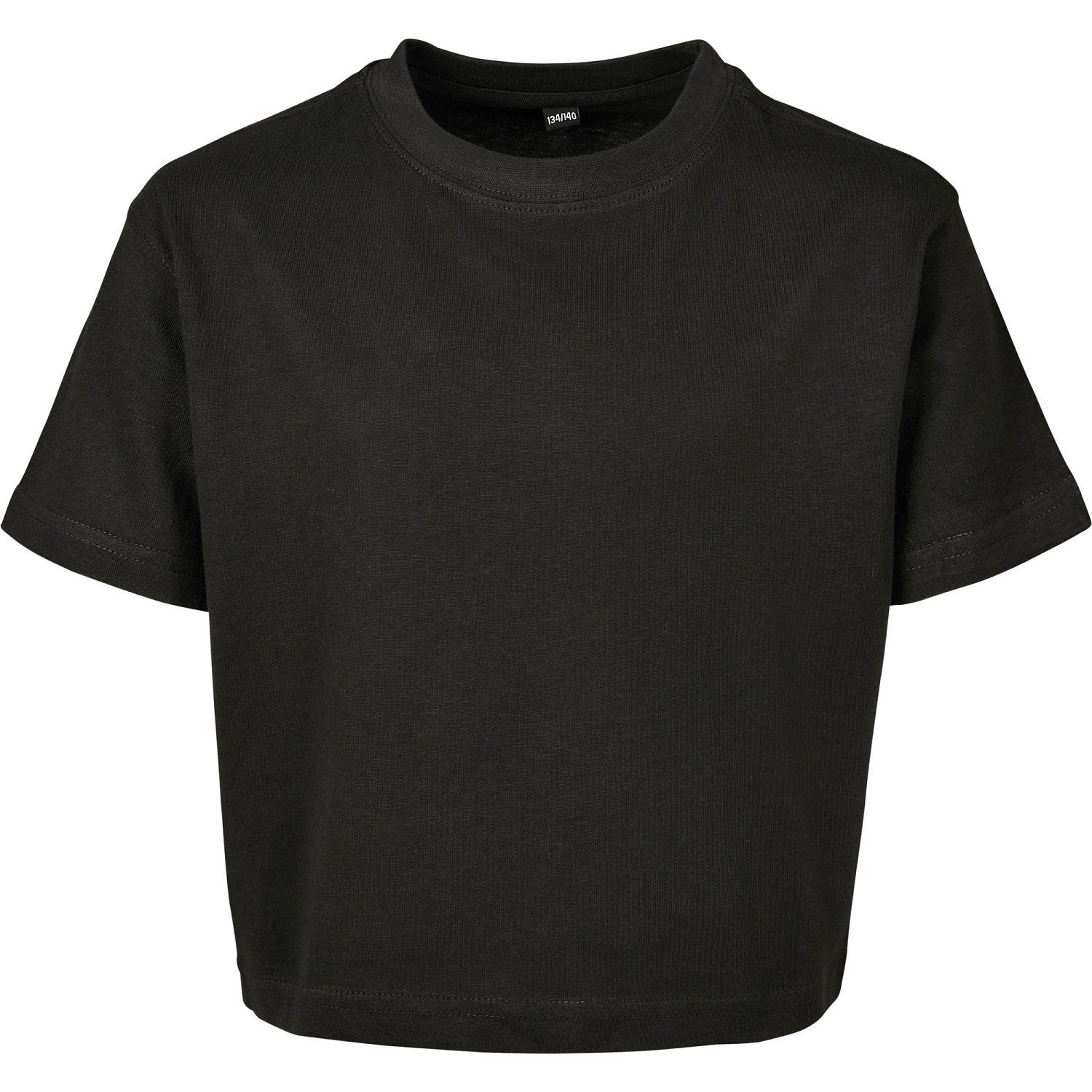 Build Your Brand T-Shirt 1er/2er Pack bauchfreies Mädchen T-Shirt / Cropped Shirt (1-tlg) Gr. 110 bis 164, verschiedene Farben Schwarz