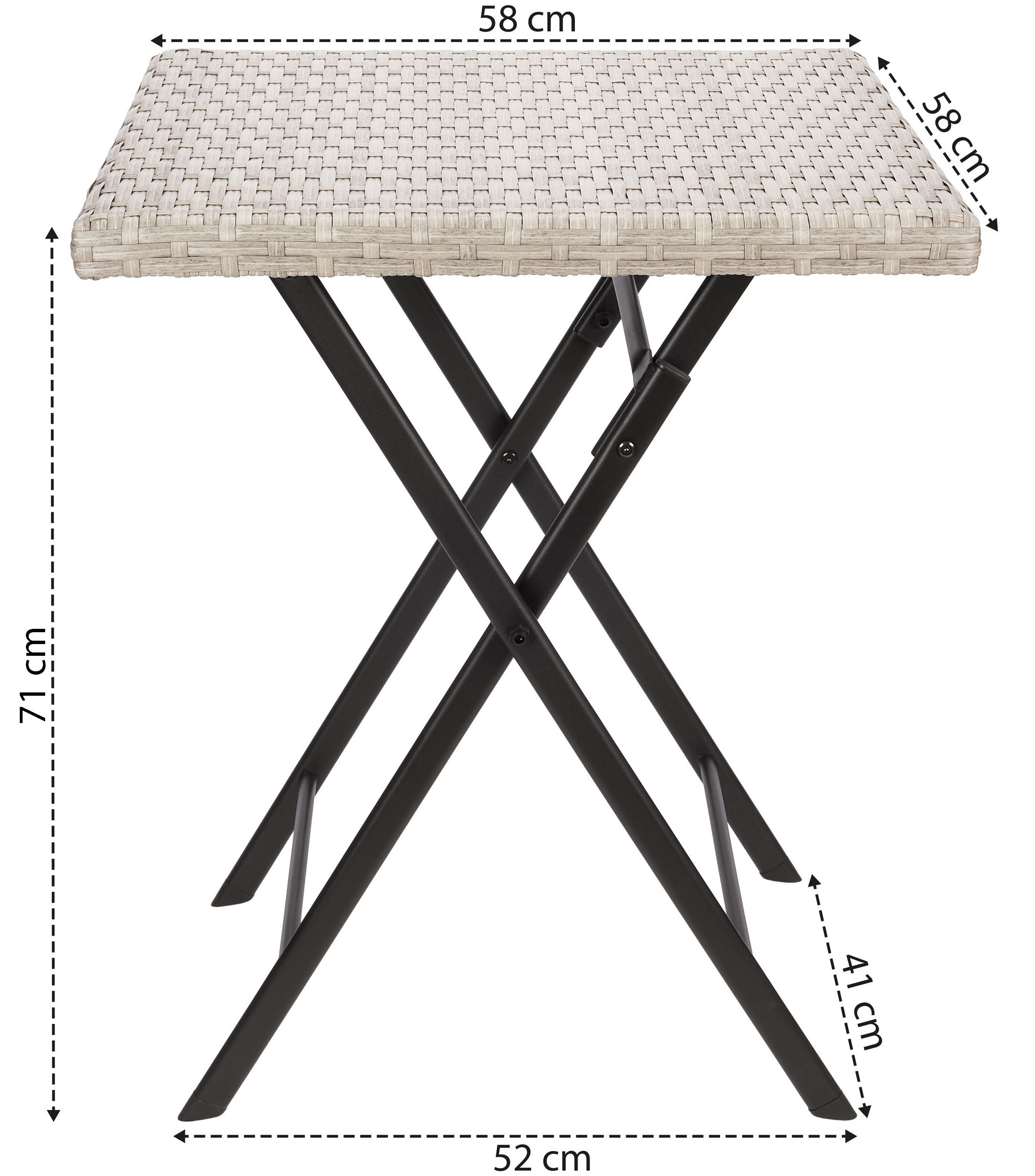 BRUBAKER Balkonset Lugano mit Tisch und Stühlen - Wetterfest klappbar und platzsparend, (Grau/Beige, 1-tlg., Bistroset mit Klappstühlen), Polyrattan Balkonmöbel – Bild 3 von 5