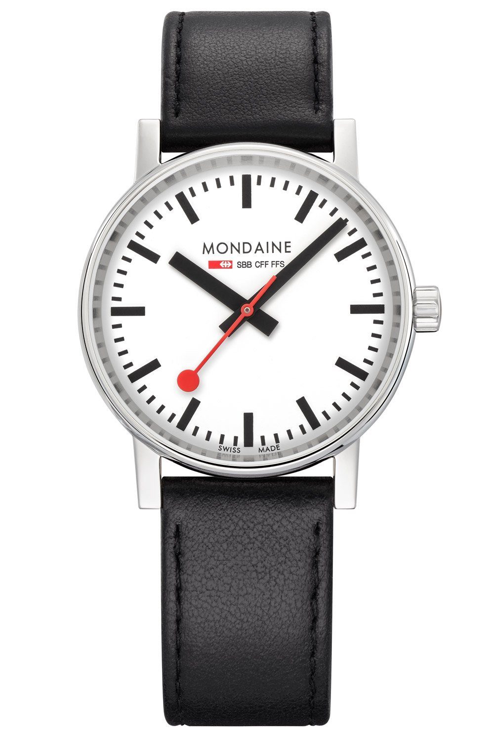 MONDAINE Quarzuhr Unisex Armbanduhr evo2 Schwarz 35 mm | Quarzuhren