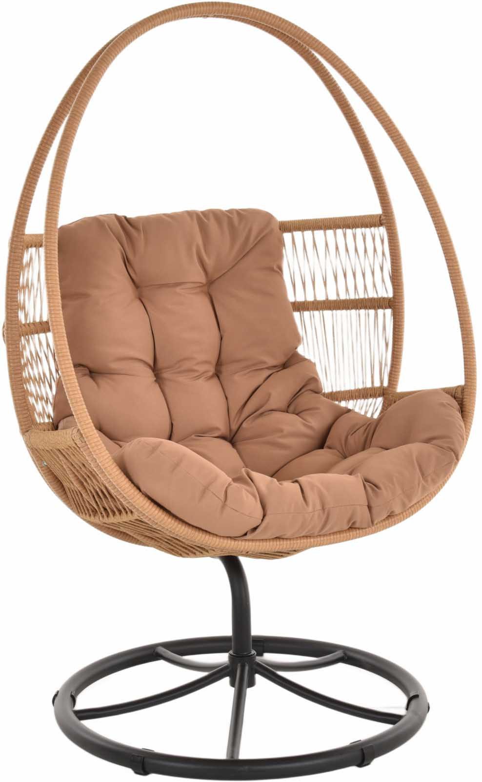 Krines Home Drehsessel Gartensessel Egg Outdoor Drehsessel Polster Relax Drehstuhl wetterfest, Relax Rattansessel drehbar, wetterfest