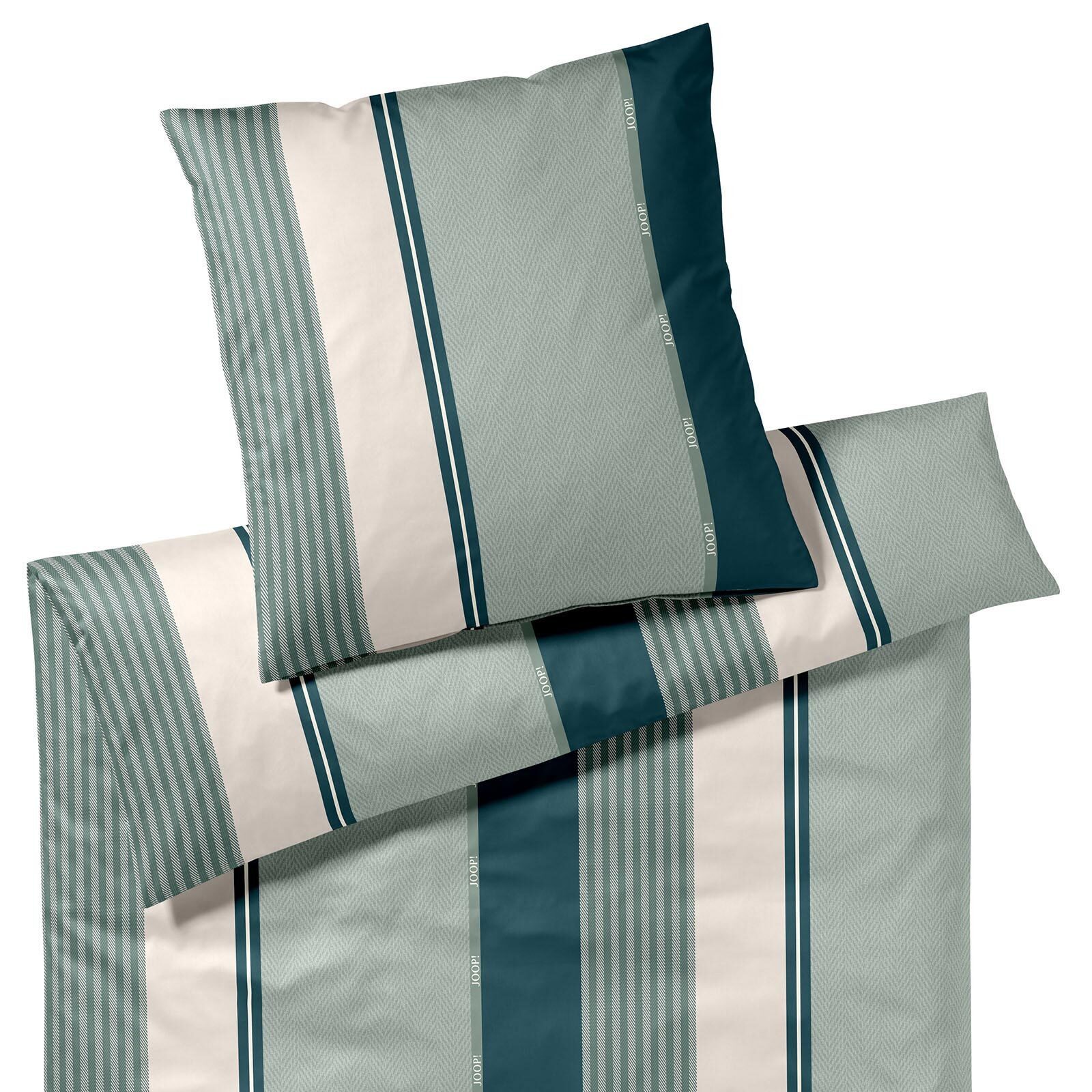 JOOP! Bettwäsche Herringbone Stripes emerald, Mako Satin, 1 teilig