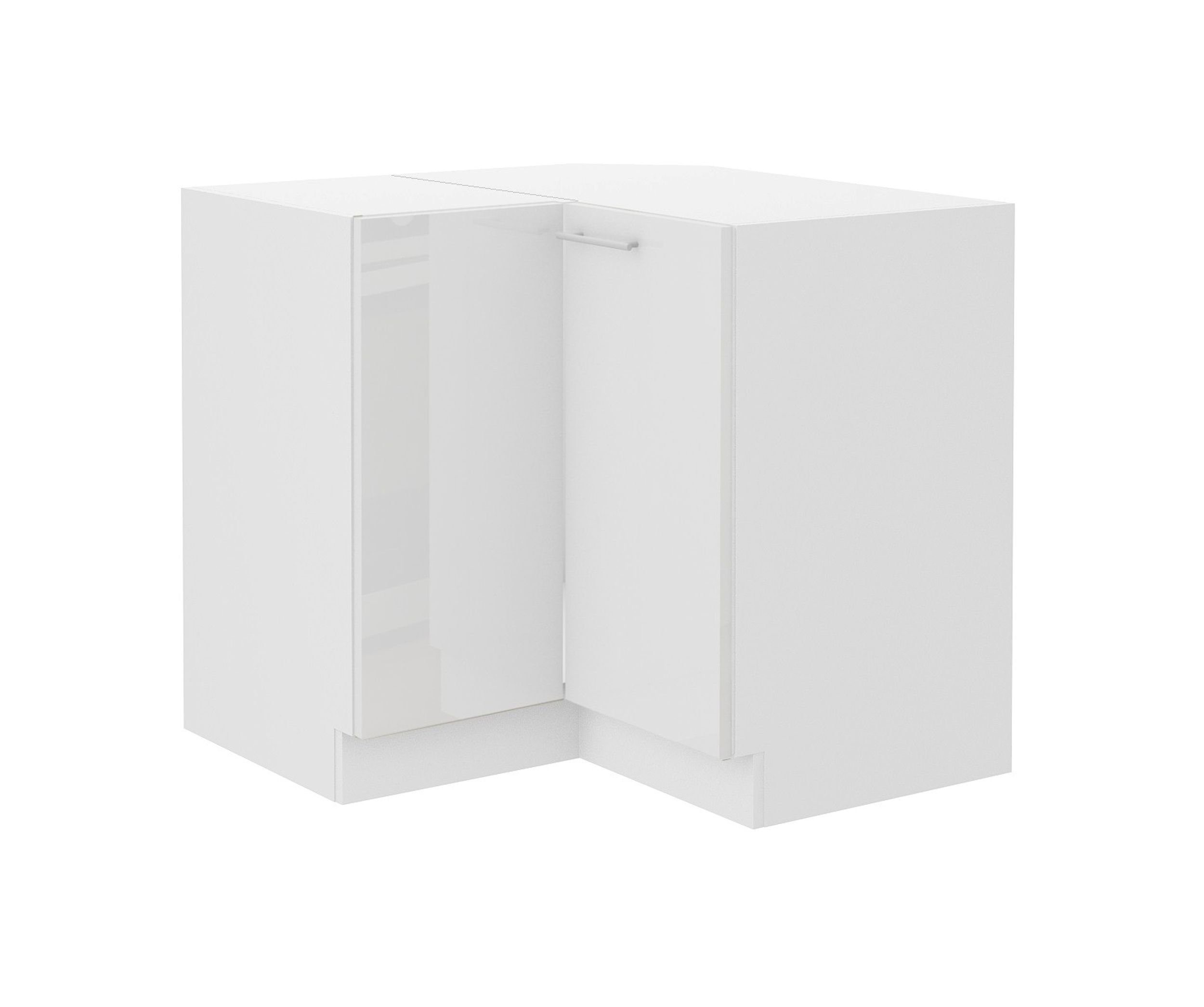 Küchenzeile Küchenblock Hochglanz Weiß 89x89 Küche Lara + Weiß matt Küchen-Preisbombe Eckunterschrank