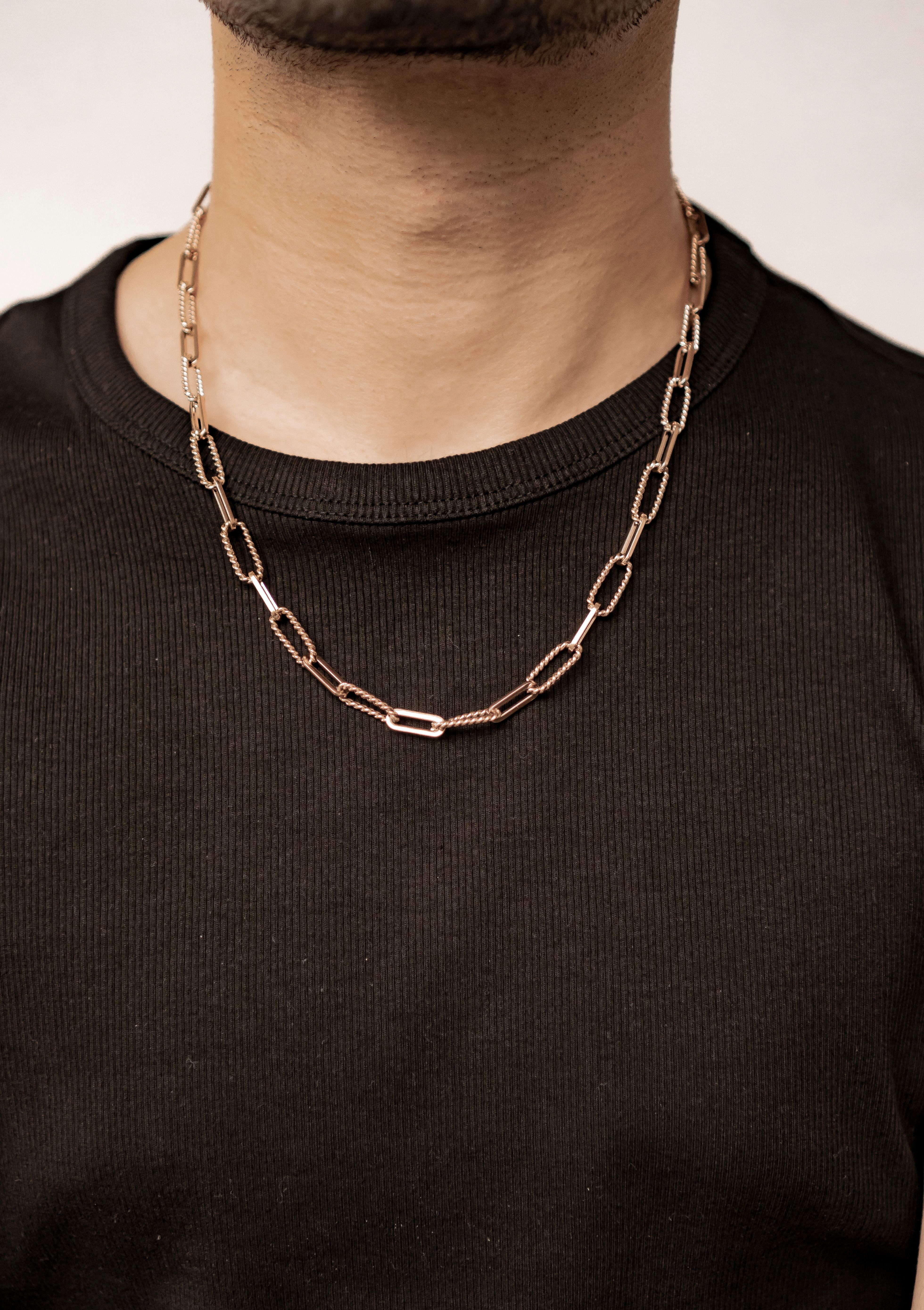 Hey Happiness Gliederkette Twisted Ovale Glieder, Trendy Herrenkette, Gedrehte Unisex Kette Paperclip, wasserfest