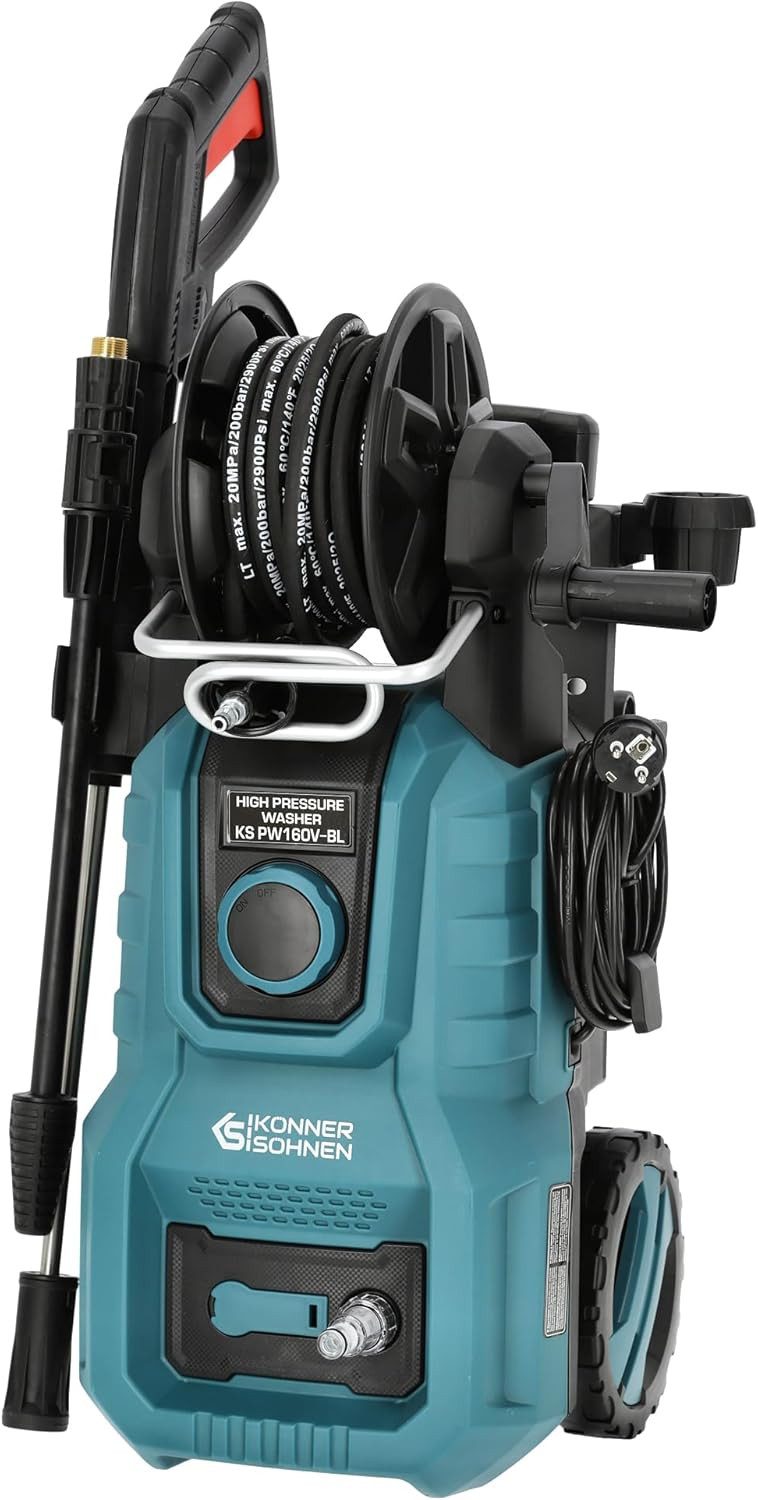 Könner & Söhnen Hochdruckreiniger KS PW160V-BL, Druck max: 160 bar, Fördermenge max: 390 l/h, (1 tlg), Metalllanze und 8-m-verstärktem Hochdruckschlauch