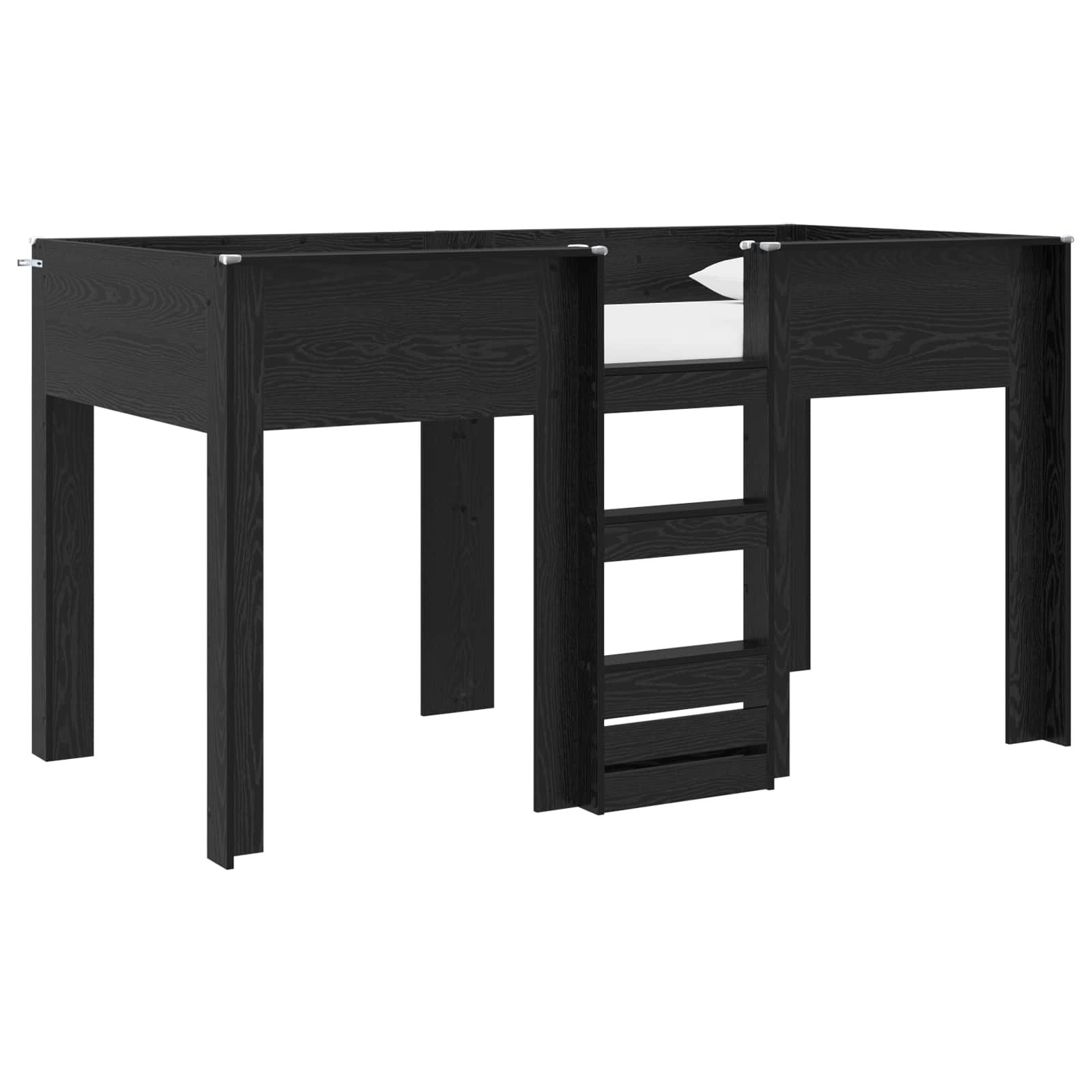 vidaXL Bett Etagenbett für Kinder Schwarz Eichen-Optik 90 x 200 cm (1-tlg)