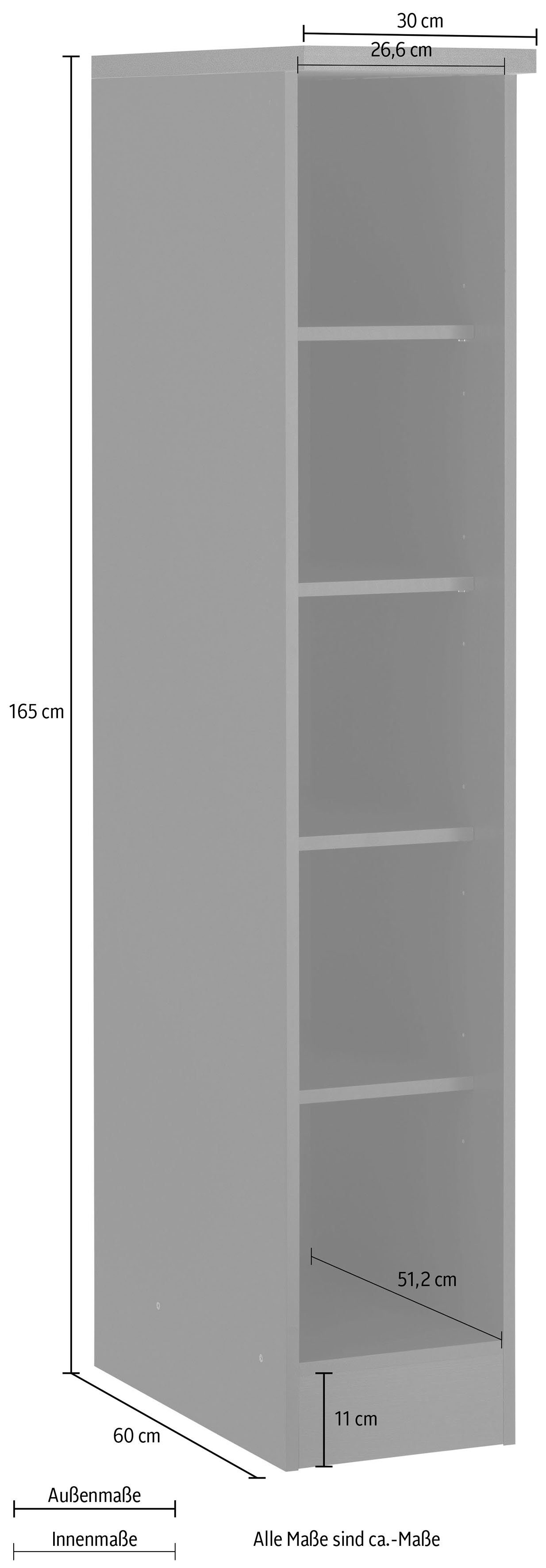 HELD MÖBEL Küchenregal Colmar, 30 breit, viel cm hoch, 165 | grafitgrau 4 verstellbare cm Einlegeböden, grafitgrau Stauraum