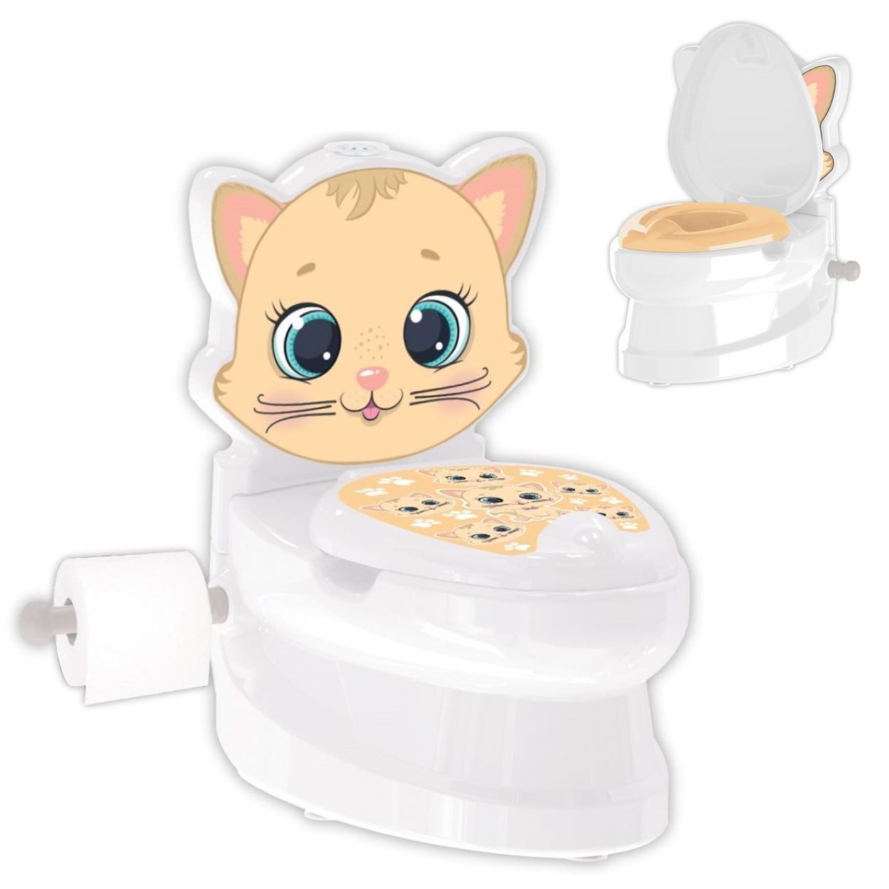 Pilsan Töpfchen Kitty 07563, Toilettenpapierhalter, Musik, Licht, Klappdeckel, rutschfeste Basis