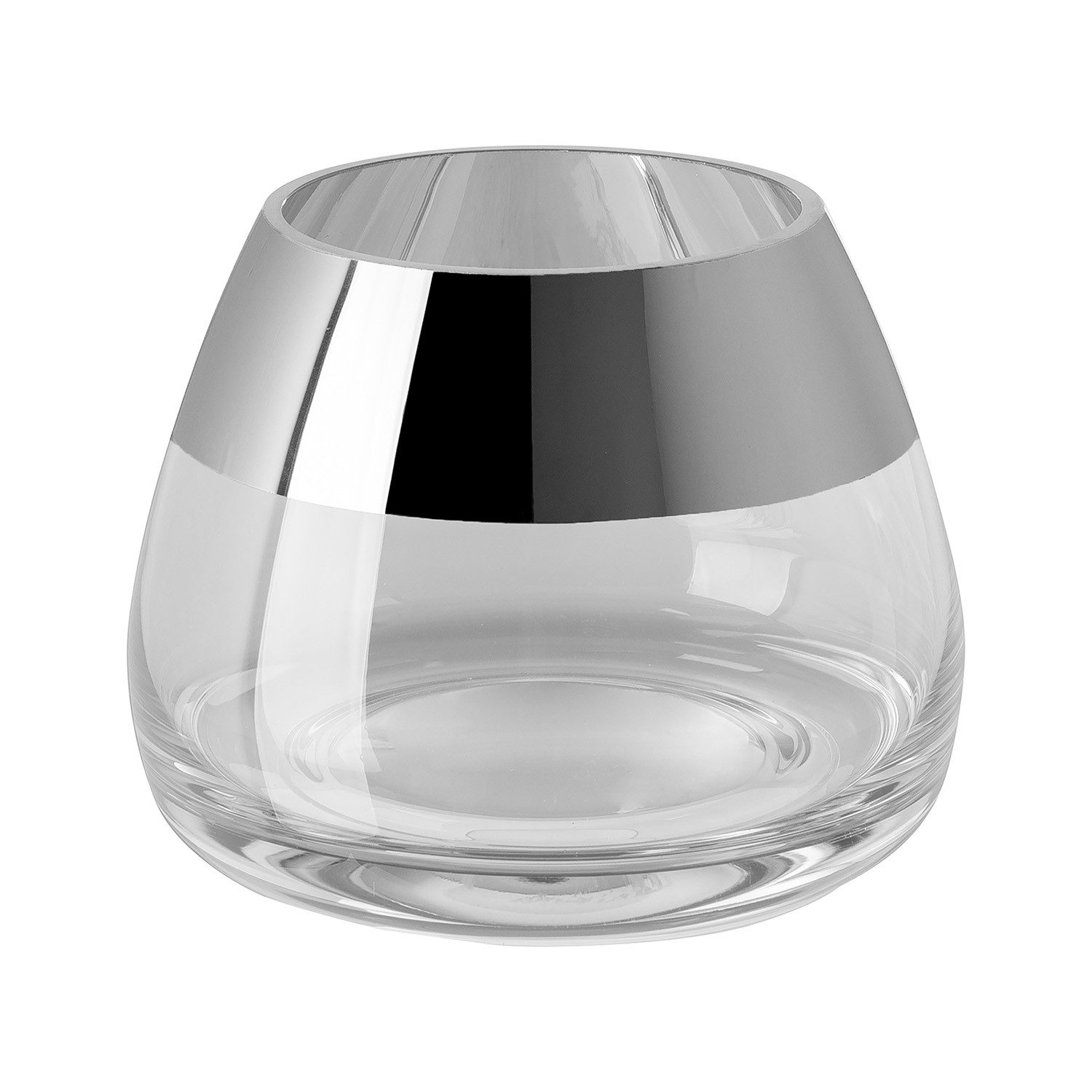 Fink Teelichthalter BELLA Teelichthalter - H.8,5cm x D.11cm - Glas - silber günstig online kaufen