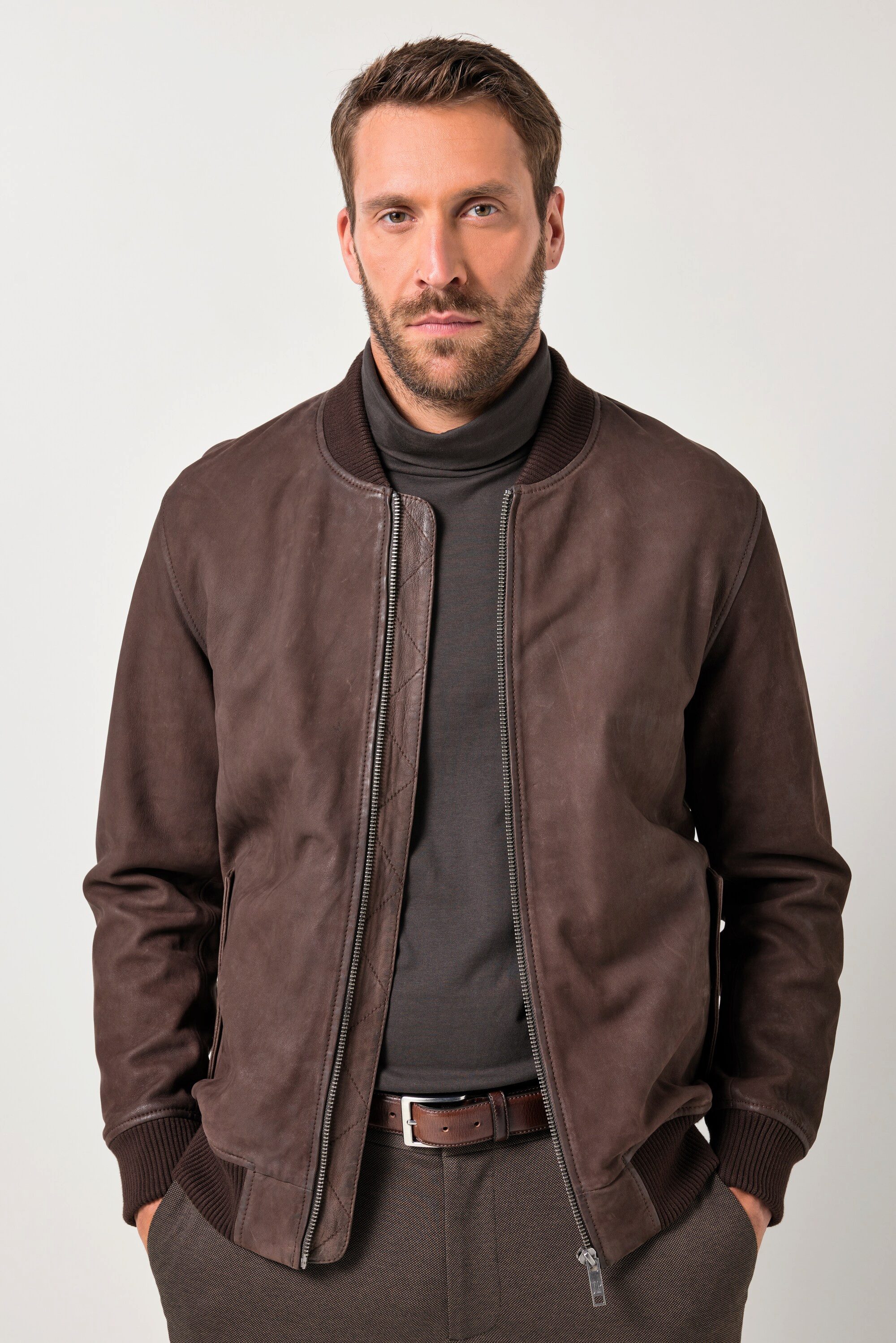 JP1880 Lederjacke Leder-Blouson Leder - Lamm Nubuk Collegekragen