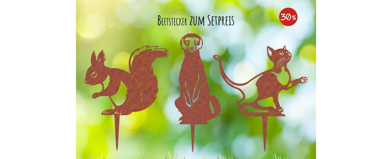 VerLuky Eichhörnchen Gartenstecker - 2er Set Rost-Optik | Herbstdeko Für Garten, Terrasse & Balkon