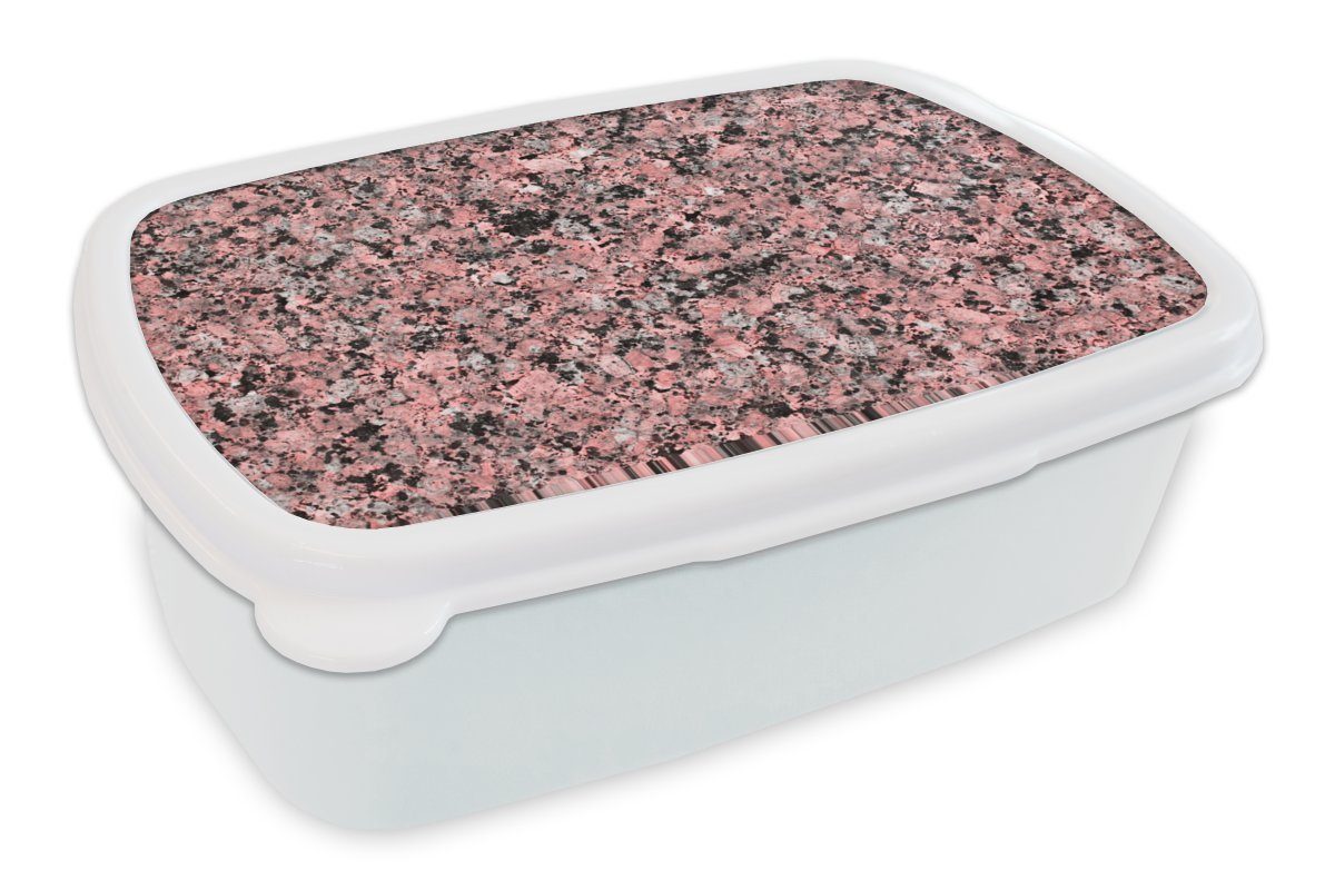 Kunststoff, und Brotbox weiß und MuchoWow Lunchbox für Erwachsene, - Kristall Jungs Brotdose, Rosa Schwarz für - - Granit, Mädchen Kinder (2-tlg),