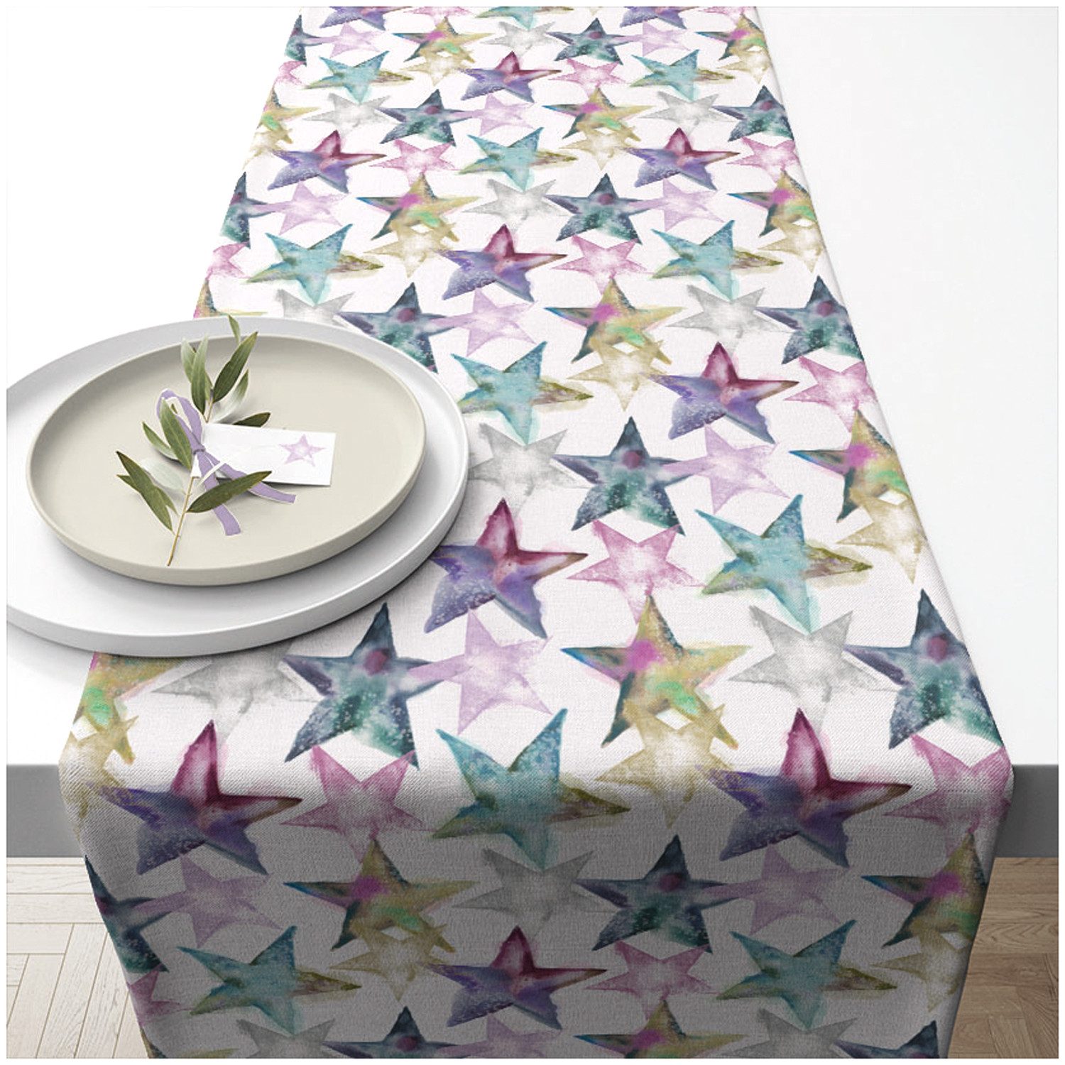 Ambiente® Tischläufer Watercolour stars (1-tlg, 1-teilig), Tischläufer Tisc günstig online kaufen
