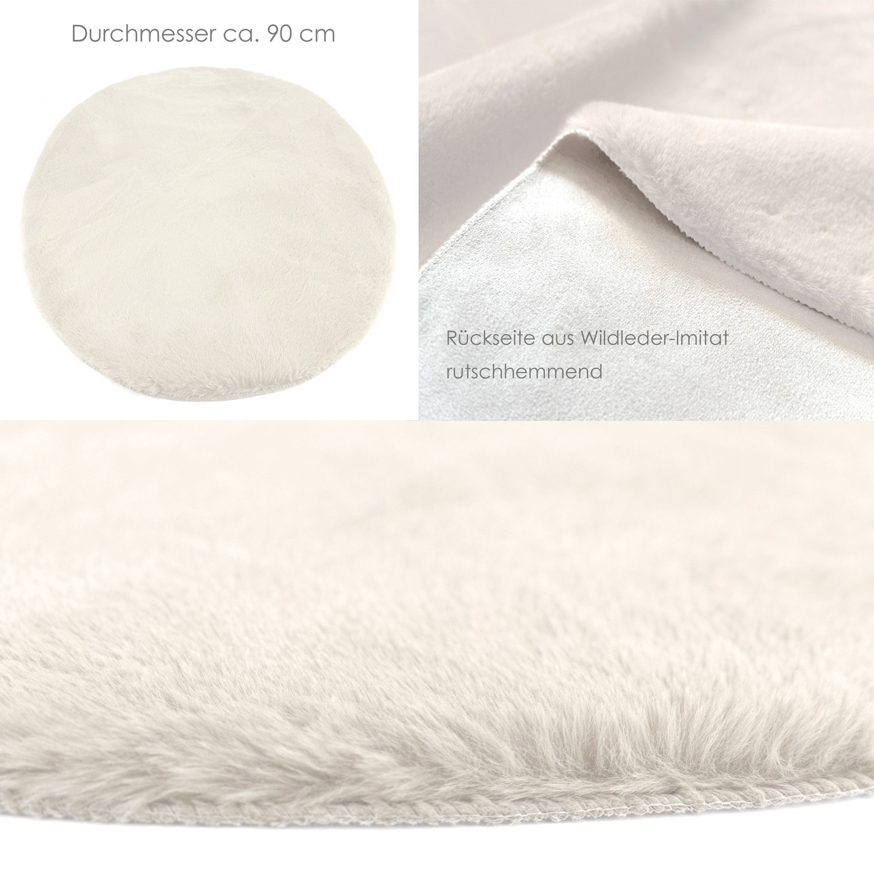 heimtexland Fellteppich Hochflor Teppich Rabbit 90 rund Hasenfell-Imitat, r günstig online kaufen