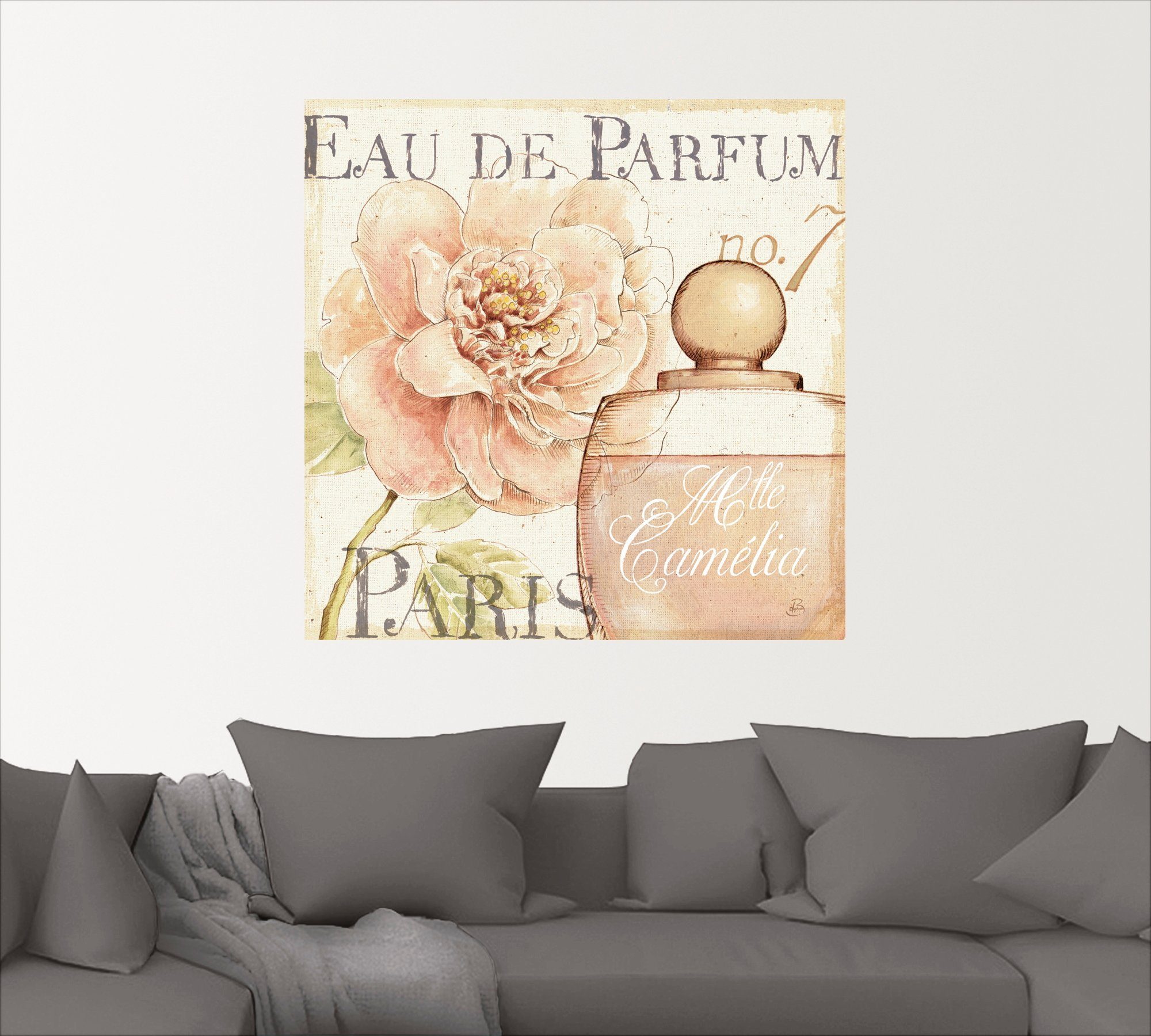 und Größen Schilder Parfum II, Wandbild oder Leinwandbild, Artland als St), Blumen in (1 Poster versch. Wandaufkleber