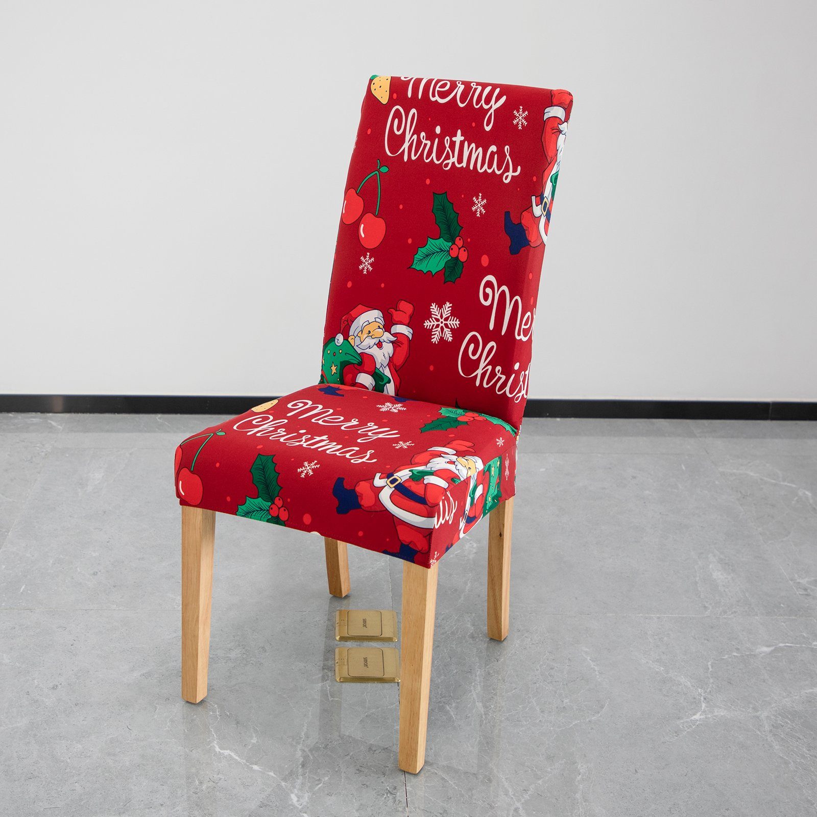 Qelus Stuhlhusse Stretch Stuhlhusse Weihnachtsmann Druck Stuhlhussen 2/4er günstig online kaufen