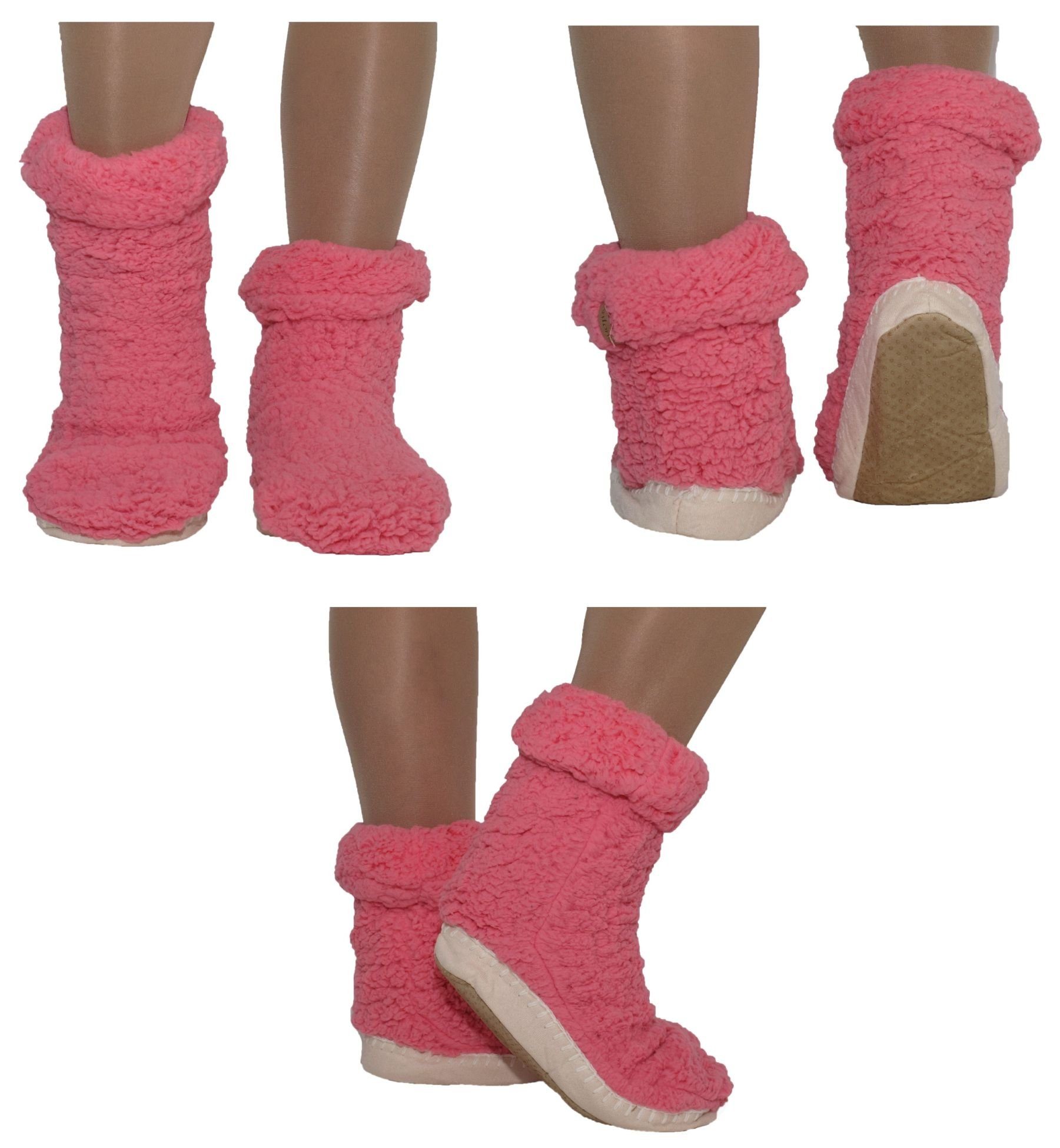 Hüttensocken Haussocken Teddy Mähmäh Größe: Hüttenschuhe Hausschuhe 35-38 Pink ABS Antonio