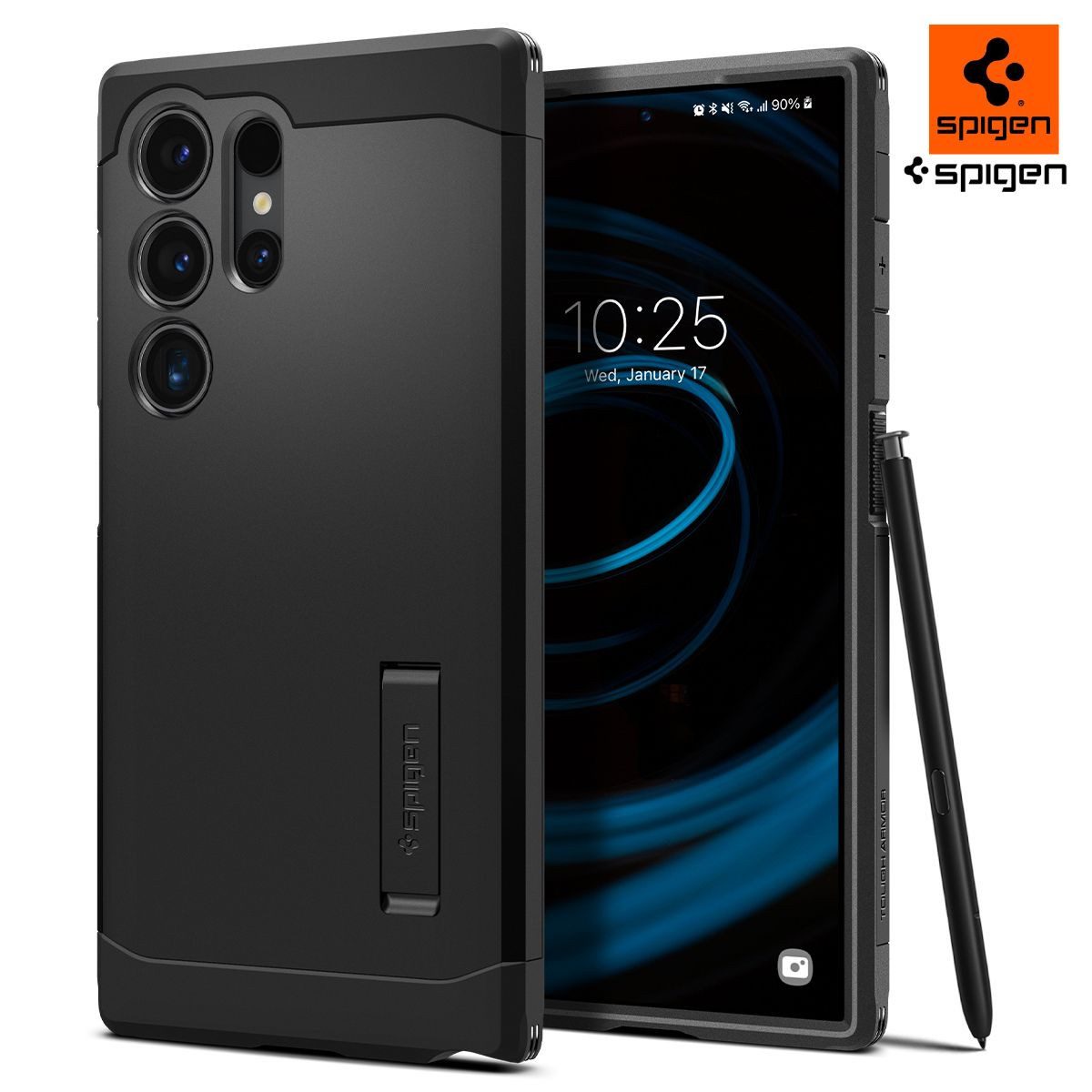Spigen Handyhülle Hülle für Samsung Galaxy S24 Ultra Handyhülle Schutzhülle Ständer 6,8 Zoll, Militärischer Schutzgrad, Ständer, Dual-Layer-Schutz, Kabelloses Laden