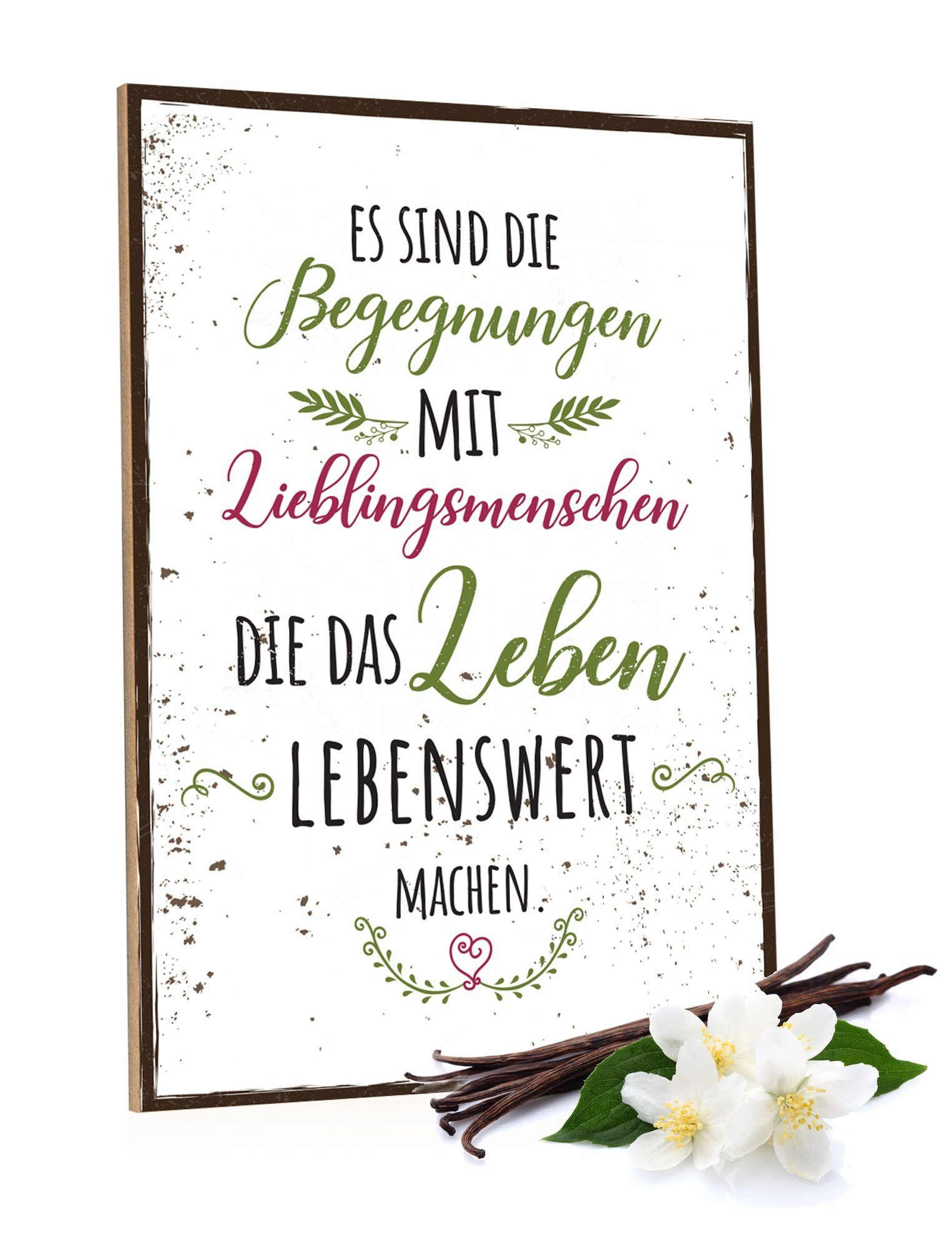 GRAVURZEILE Holzbild mit Spruch - Es sind die Begegnungen mit Lieblingsmens günstig online kaufen