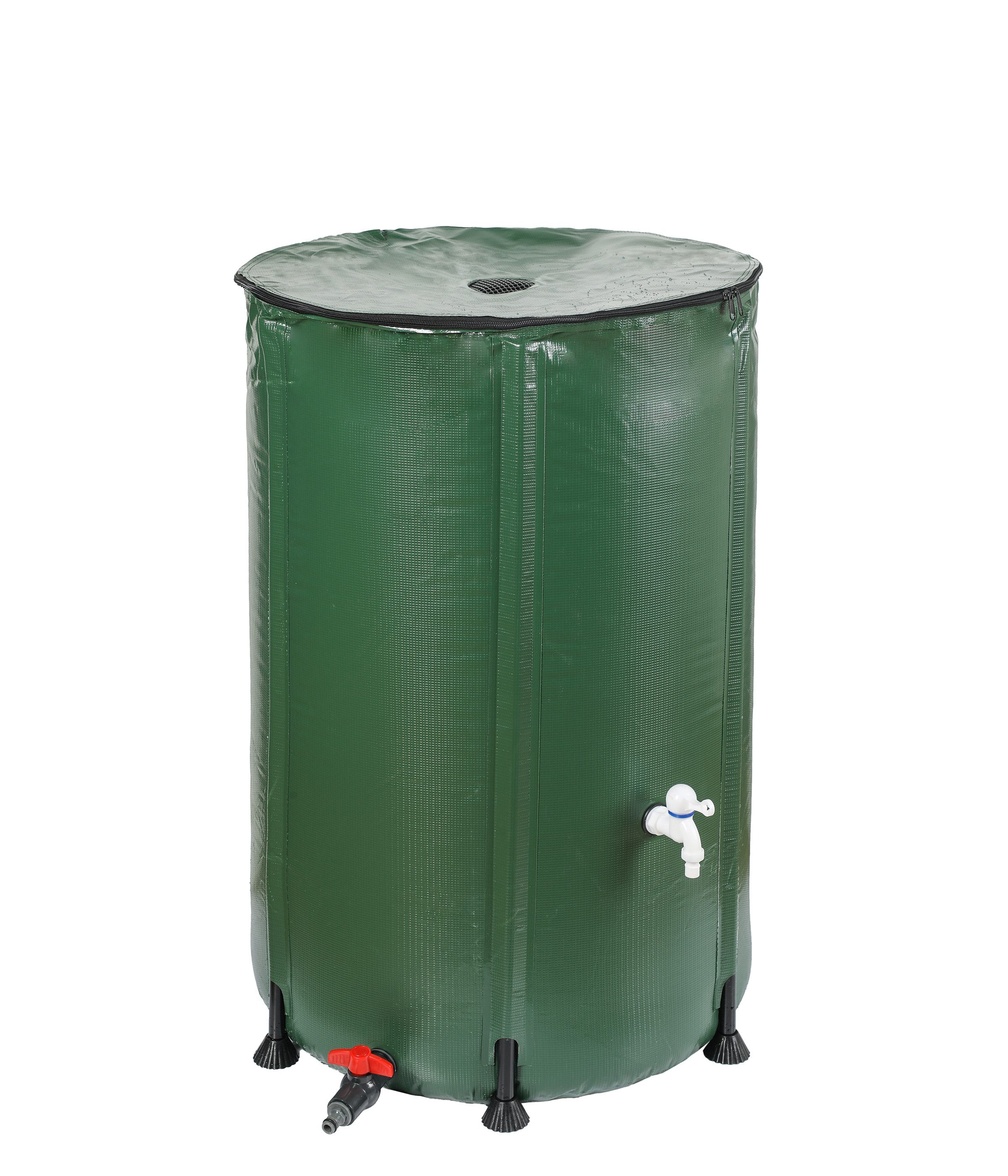 Dehner Regentonne PVC, inkl Auslaufhahn, verschiedene Größen, dunkelgrün, 380 l, Regenfass faltbar, Regenwassertank Outdoor, inkl. Auslaufhahn