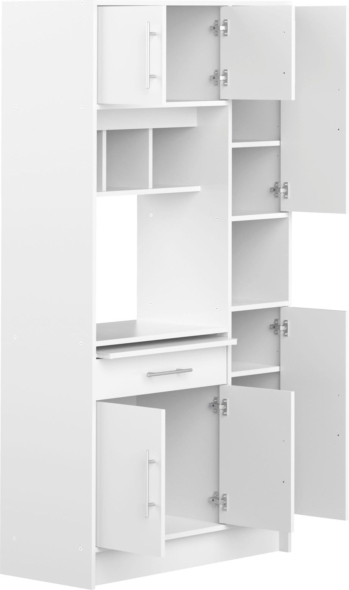 Louise | für eine Küchenbuffet weiß Weiß ausziehbarer Mikrowelle, Fach TemaHome Höhe mit Schrank, 180 cm
