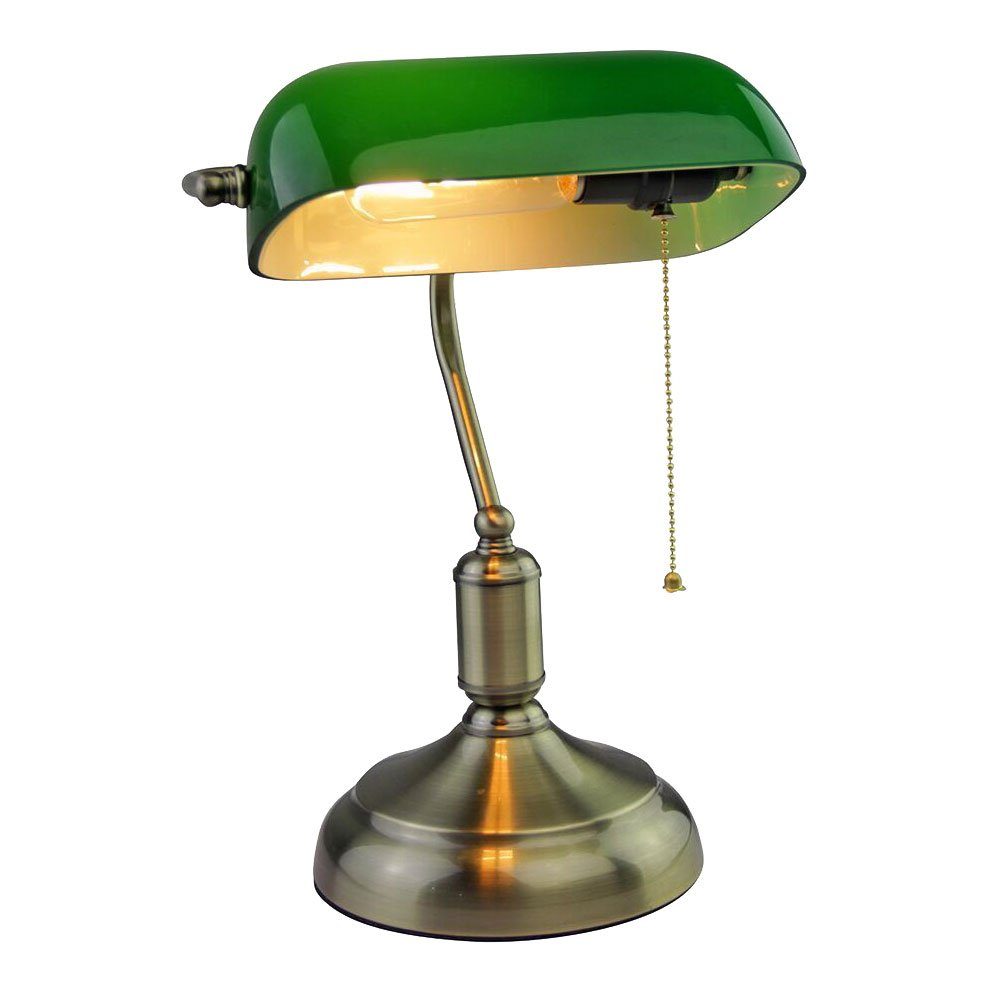 Tischleuchte verstellbar grün Schreibtischlampe, Zugschalter inklusive, Retro Leuchtmittel nicht Glas V-TAC Bankerlampe