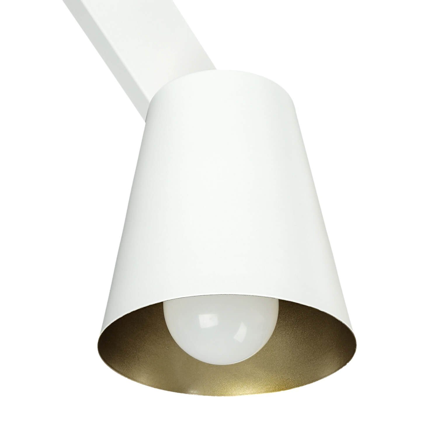 Gold Leuchtmittel, Licht-Erlebnisse Lampe Deckenstrahler Schirm Retro Deckenstrahler Weiß PRISM, Metall Wohnzimmer ohne