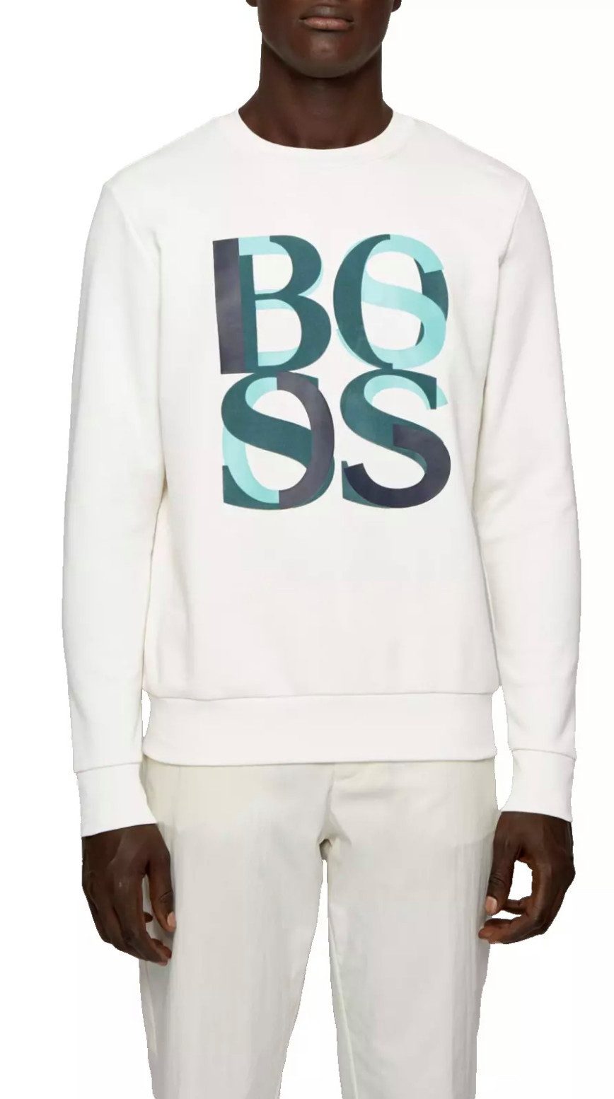 BOSS Sweatshirt Herren Stadler 47 Sweater Mehrfarbiger, gummierter Logo-Pri günstig online kaufen