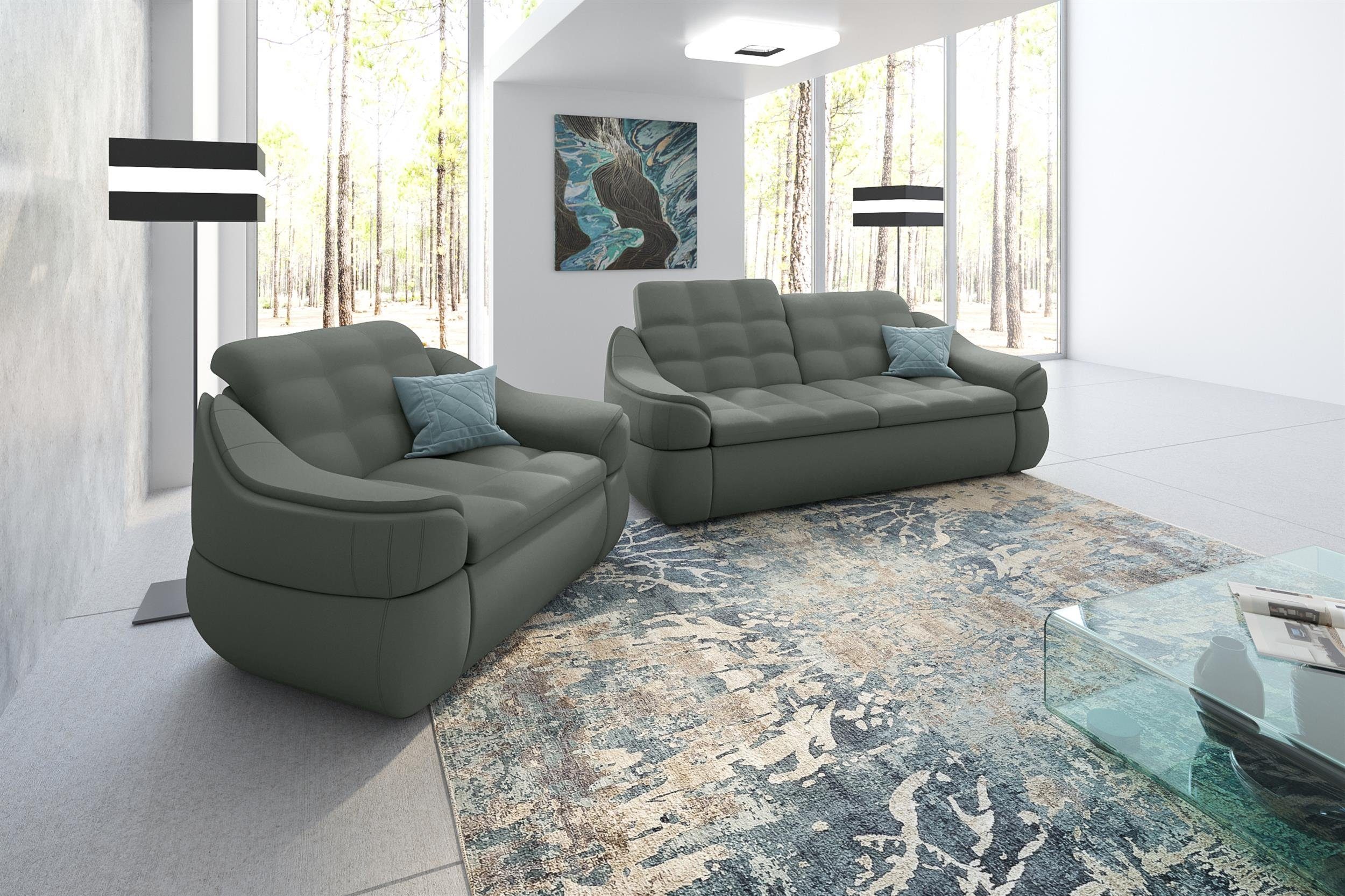 Stylefy Polstergarnitur Alisa, (Set Sofa in Sessel, Europa aus made Design, und (2-tlg), bestehend Modern 2-Sitzer