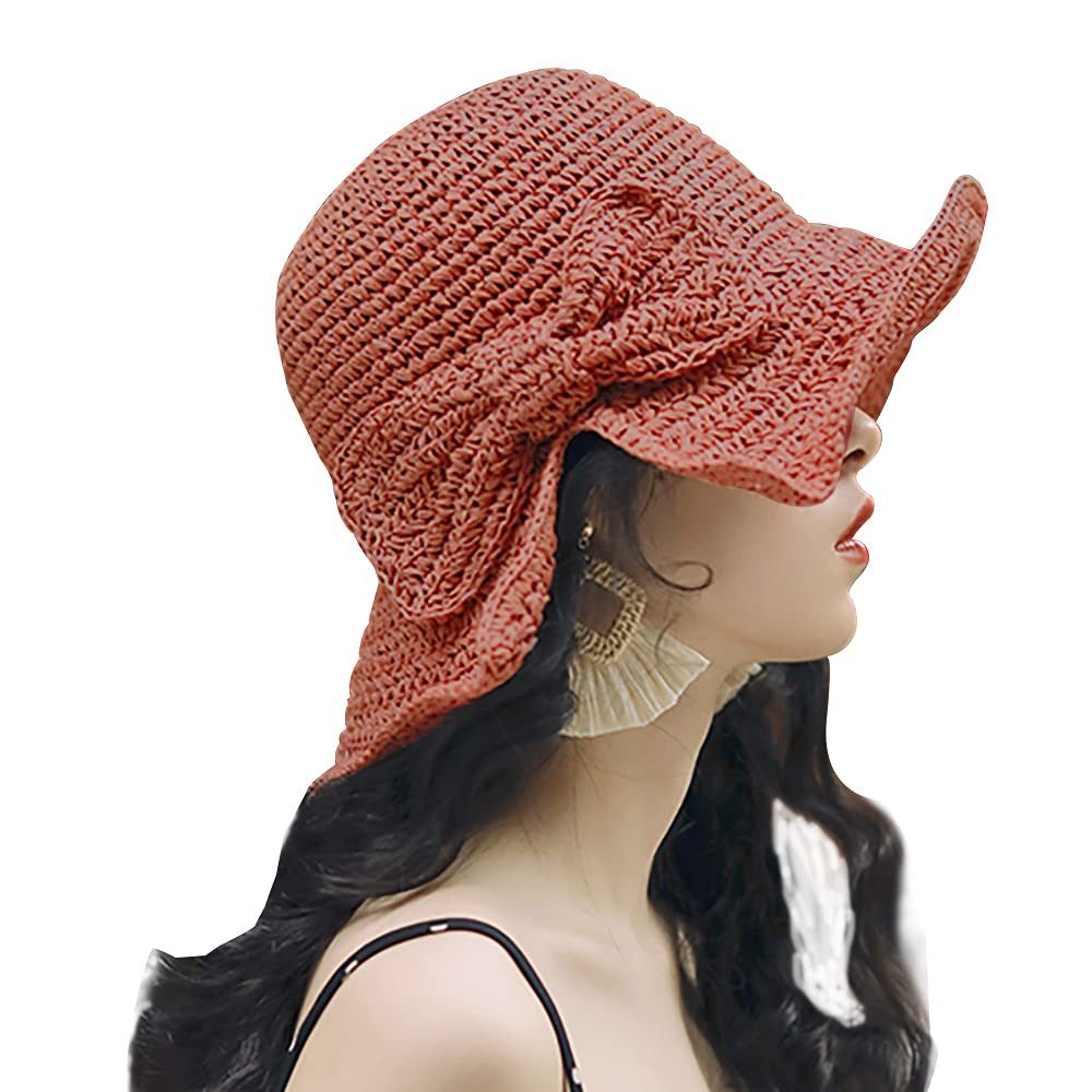 Coonoor Sonnenhut Strohhut für den Strand, Sommermütze mit Schleife Strohhu günstig online kaufen