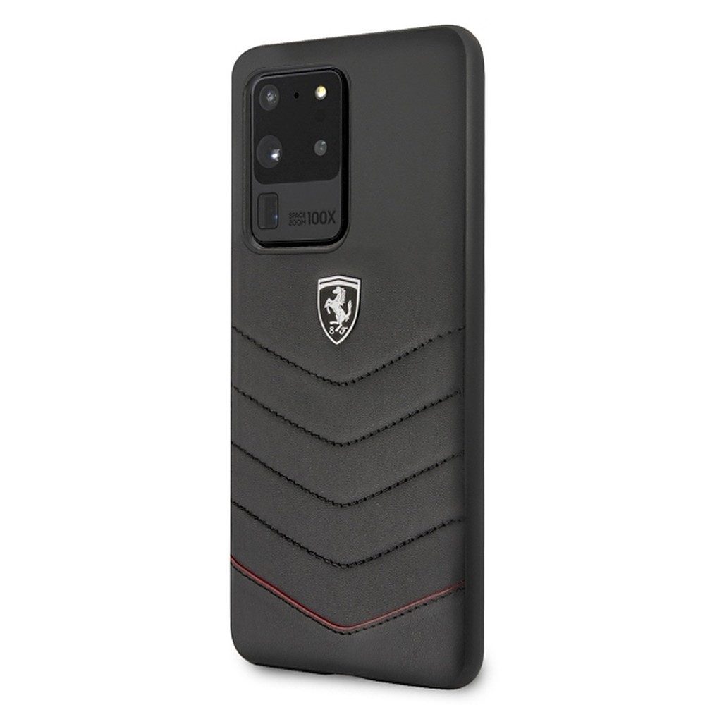 Ferrari Handyhülle Lederhülle Cover, Echtleder, gesteppt, kabellos ladefähig