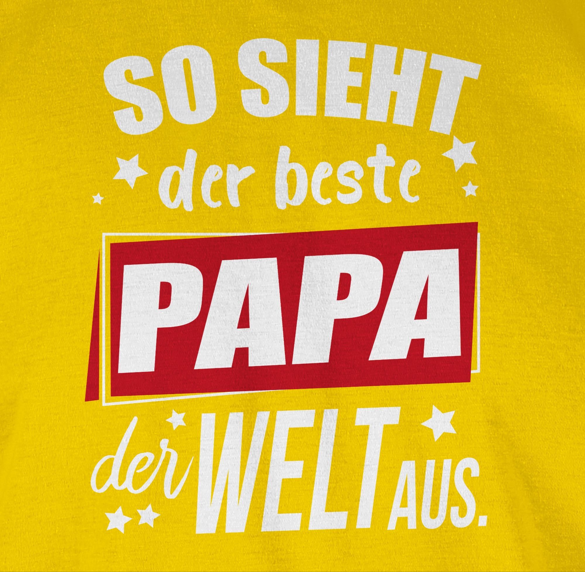 Geschenk aus. T-Shirt für 3 Shirtracer beste der der Vatertag Welt Papa sieht Sterne Gelb So Papa