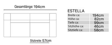 Sofanella 2-Sitzer Sofanella Stoffsofa ESTELLA 2-Sitzer Designersofa Stoff in Dunkelgrau