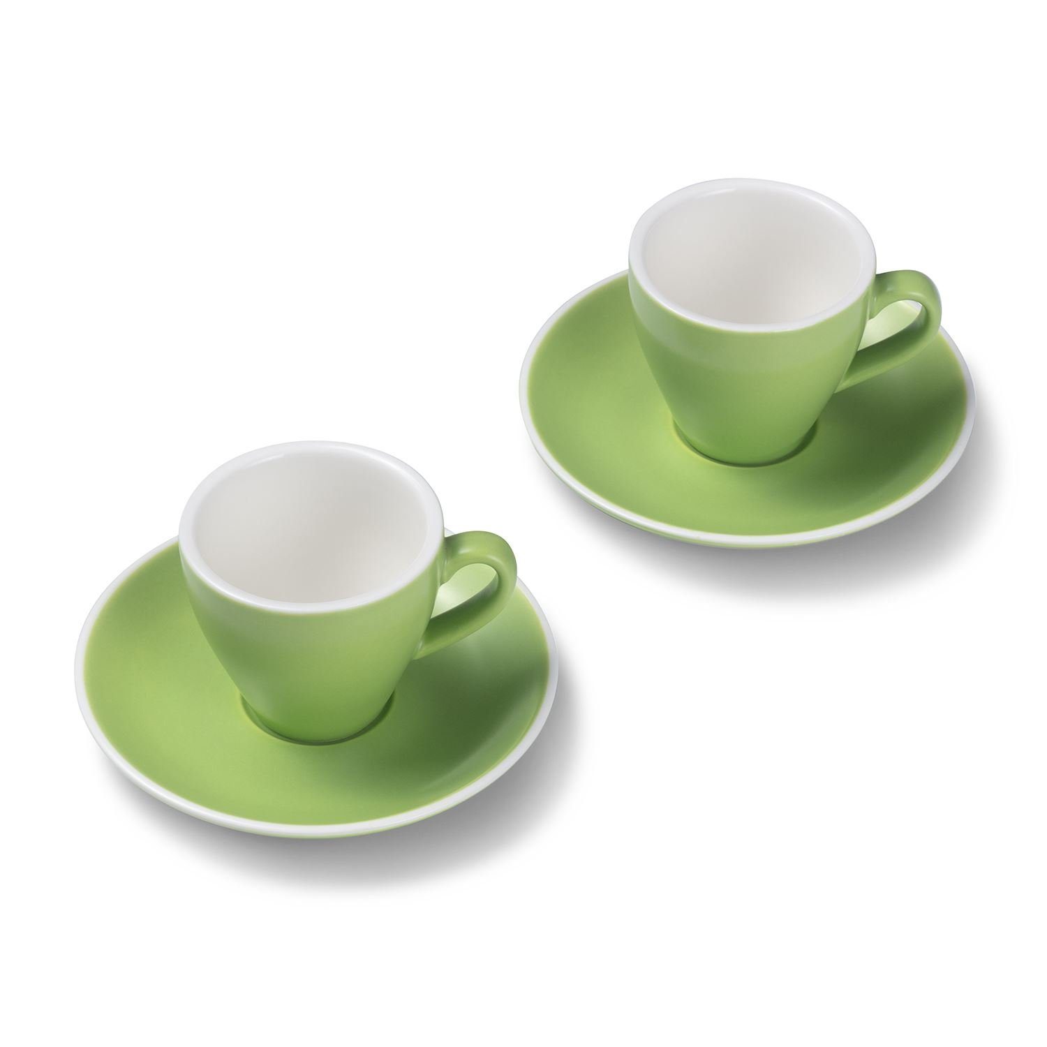 Espressotasse 2er Espressotassen-Set, Grün matt 90 ml mit Untertasse